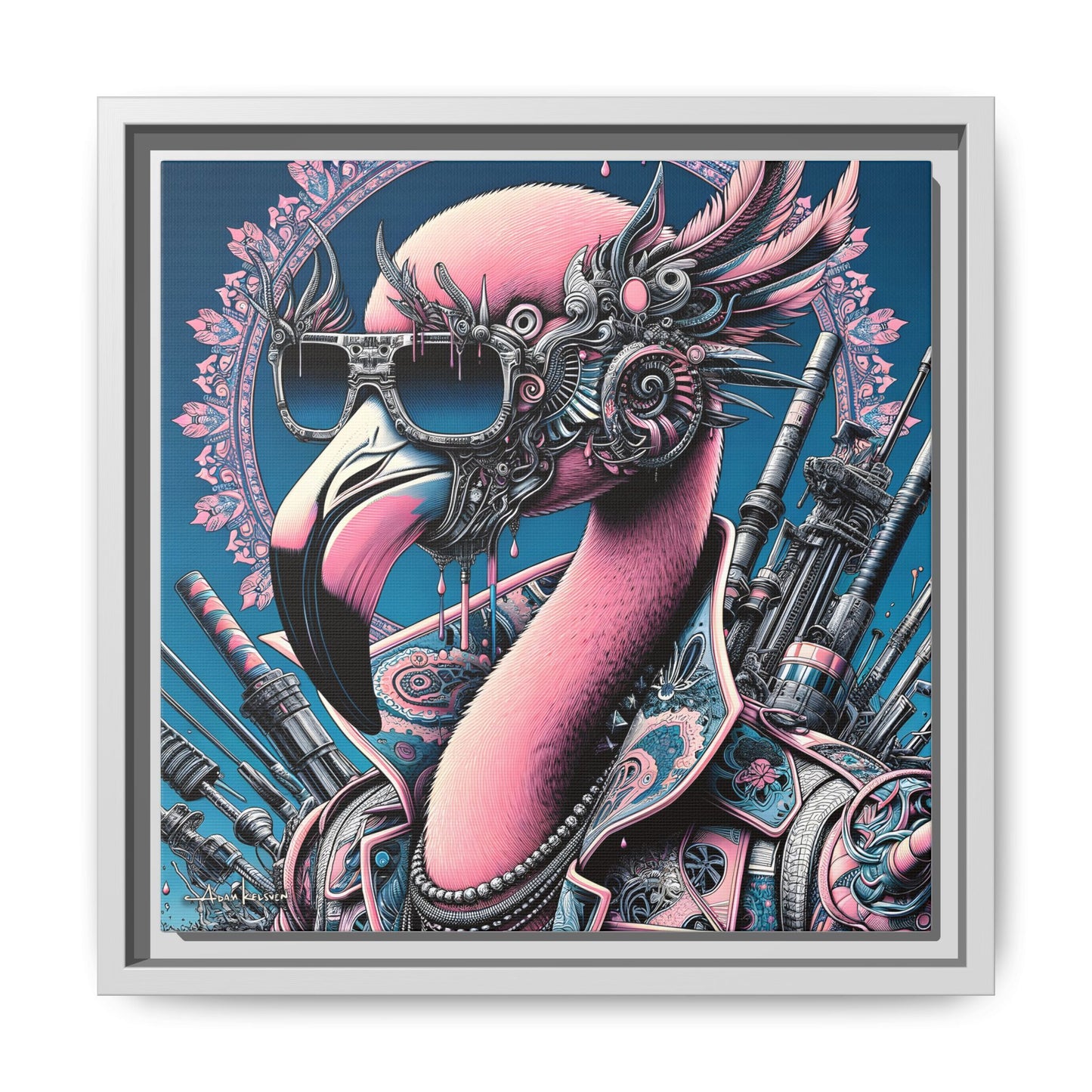 Futuristic Flamingo - Gallery Canvas Wrap, Square Frame
