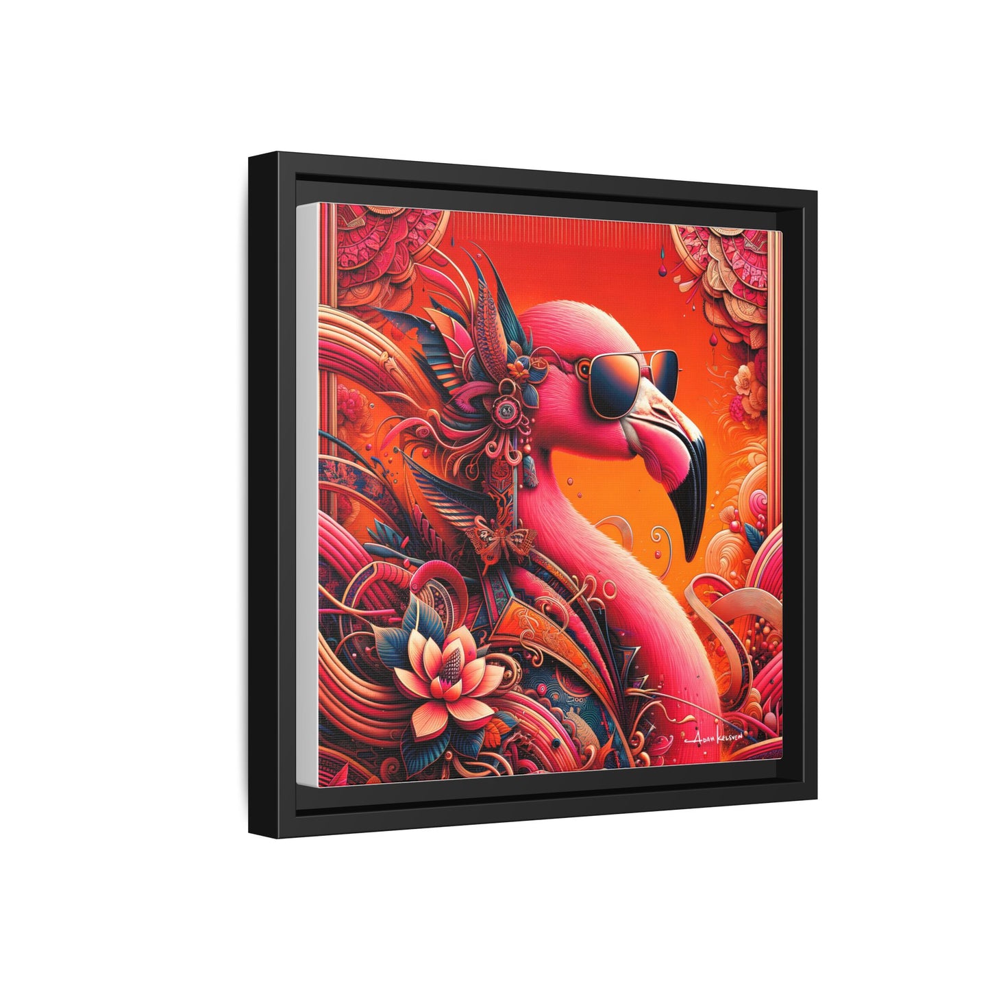 Radiant Flamingo Extravaganza - Gallery Canvas Wrap, Square Frame