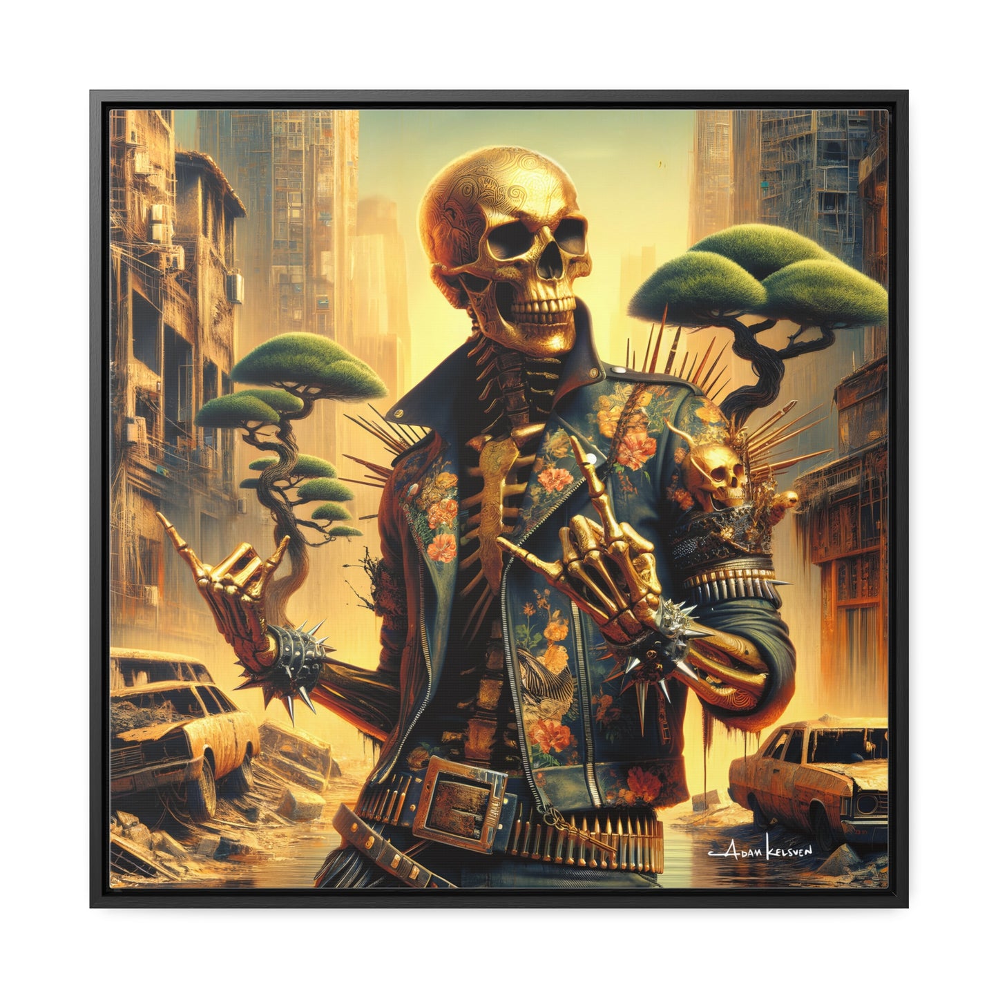 Golden Bullhorns - Canvas Print, Square Frame