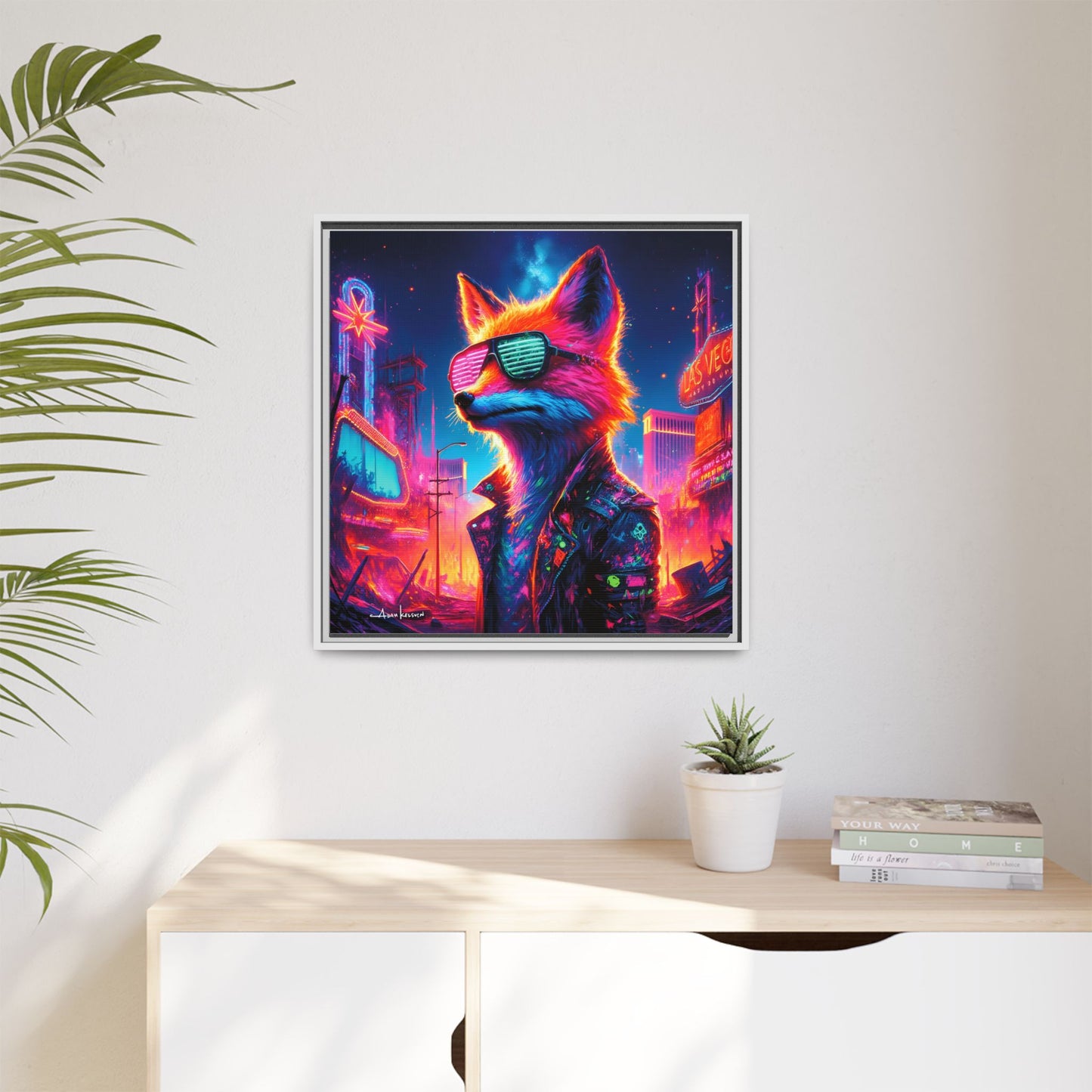 Neon Fox - Gallery Canvas Wrap, Square Frame