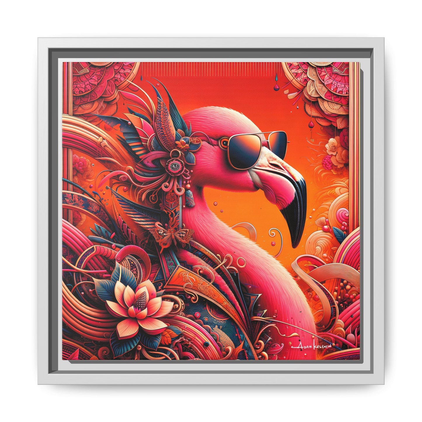 Radiant Flamingo Extravaganza - Gallery Canvas Wrap, Square Frame