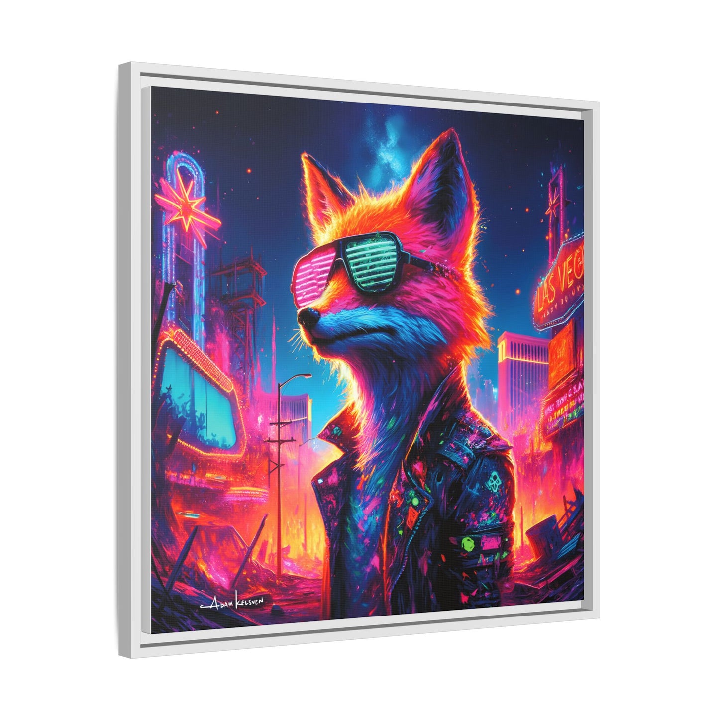 Neon Fox - Gallery Canvas Wrap, Square Frame