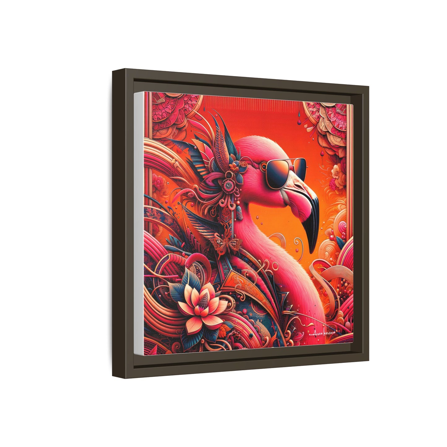 Radiant Flamingo Extravaganza - Gallery Canvas Wrap, Square Frame