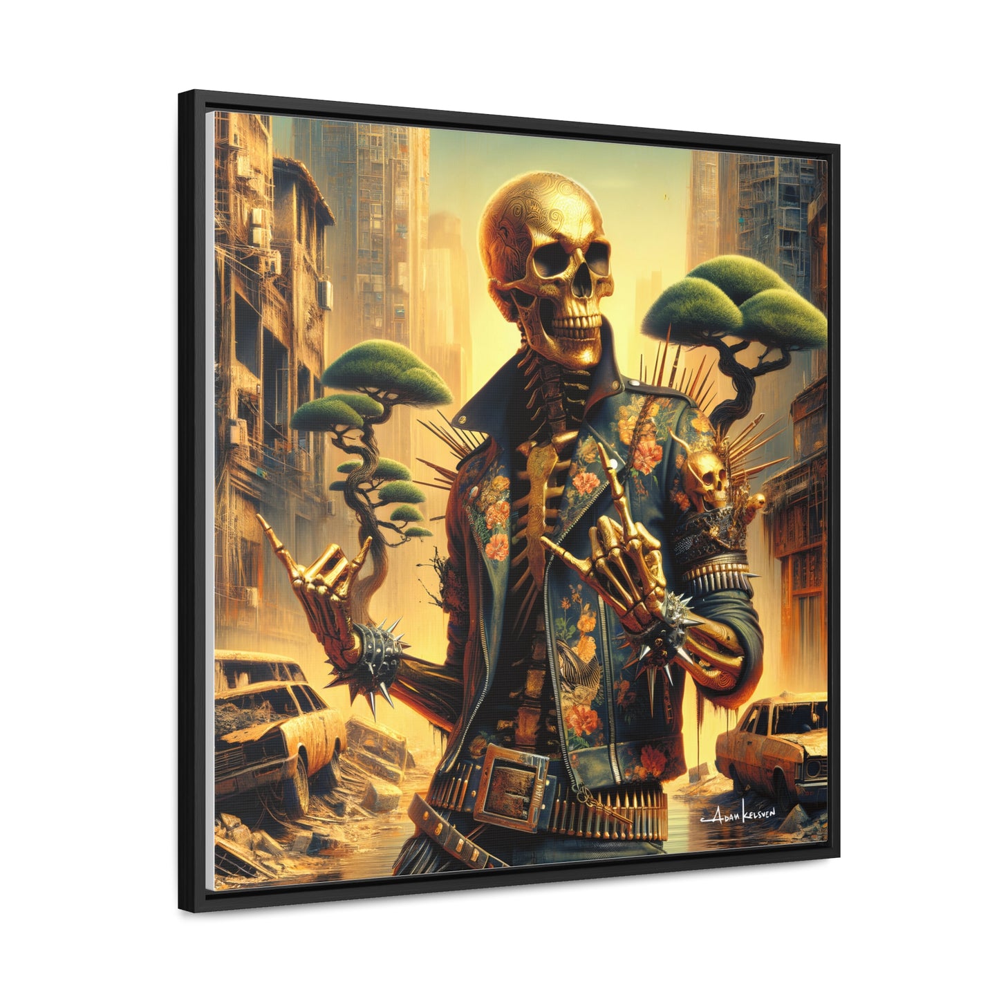 Golden Bullhorns - Canvas Print, Square Frame