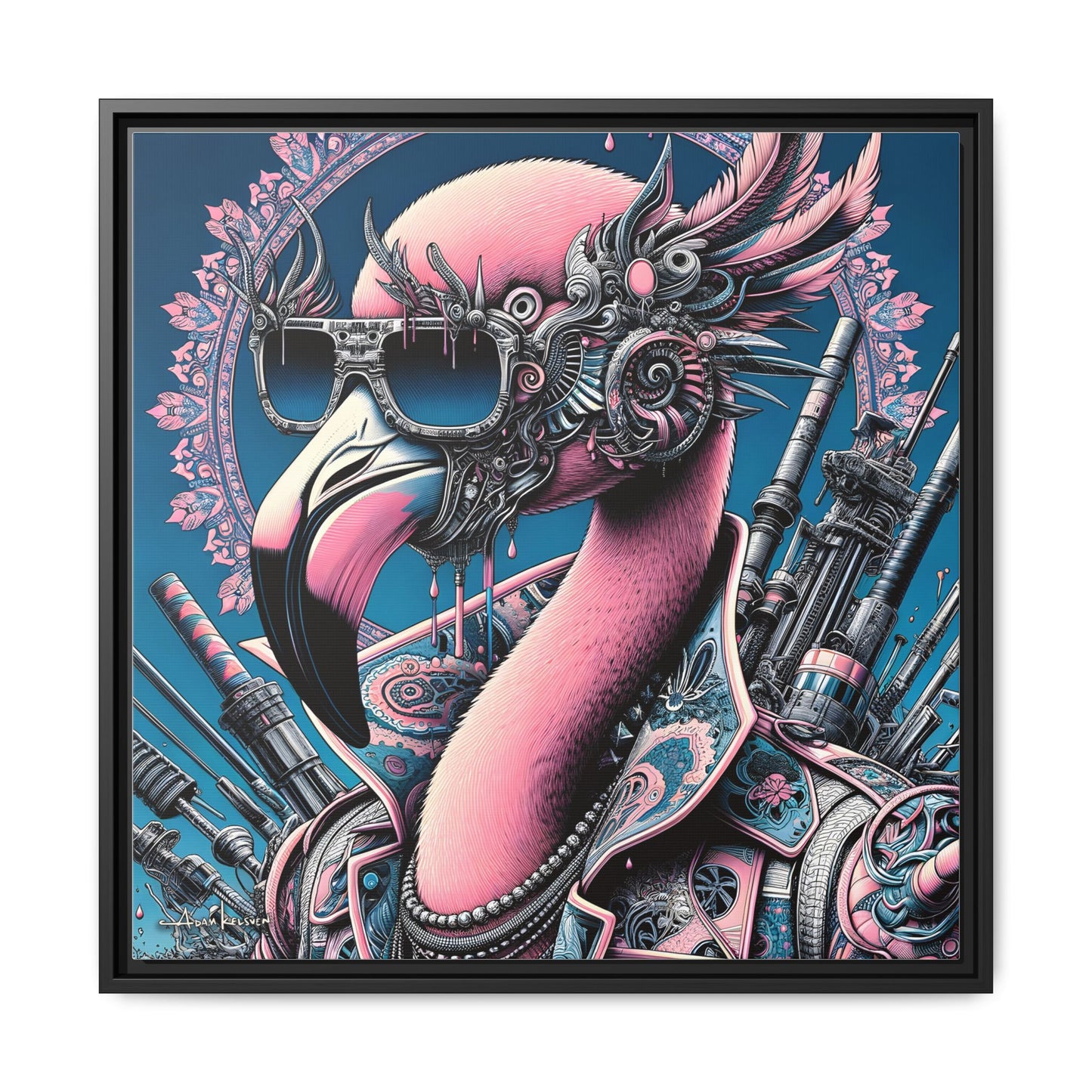 Futuristic Flamingo - Gallery Canvas Wrap, Square Frame