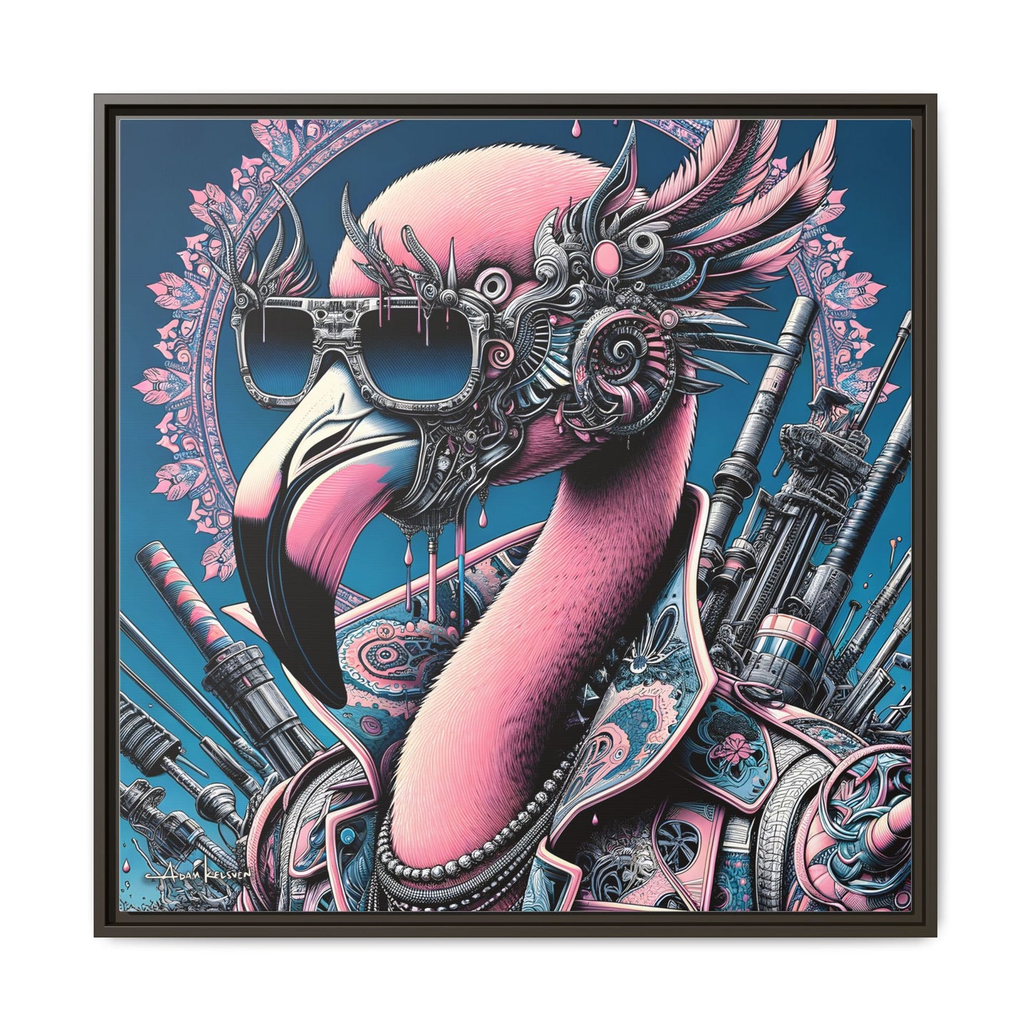 Futuristic Flamingo - Gallery Canvas Wrap, Square Frame