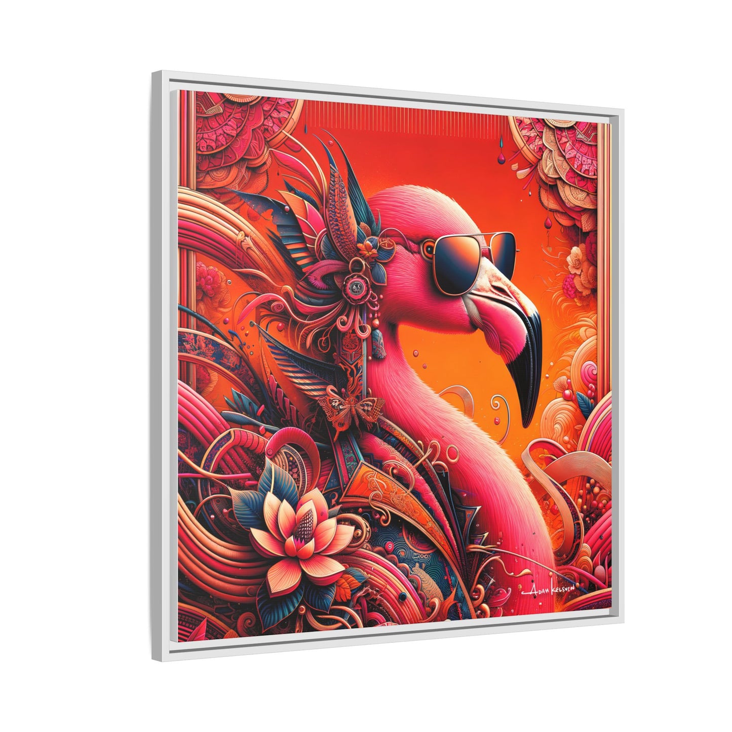 Radiant Flamingo Extravaganza - Gallery Canvas Wrap, Square Frame