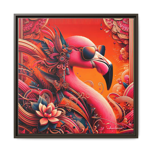 Radiant Flamingo Extravaganza - Gallery Canvas Wrap, Square Frame