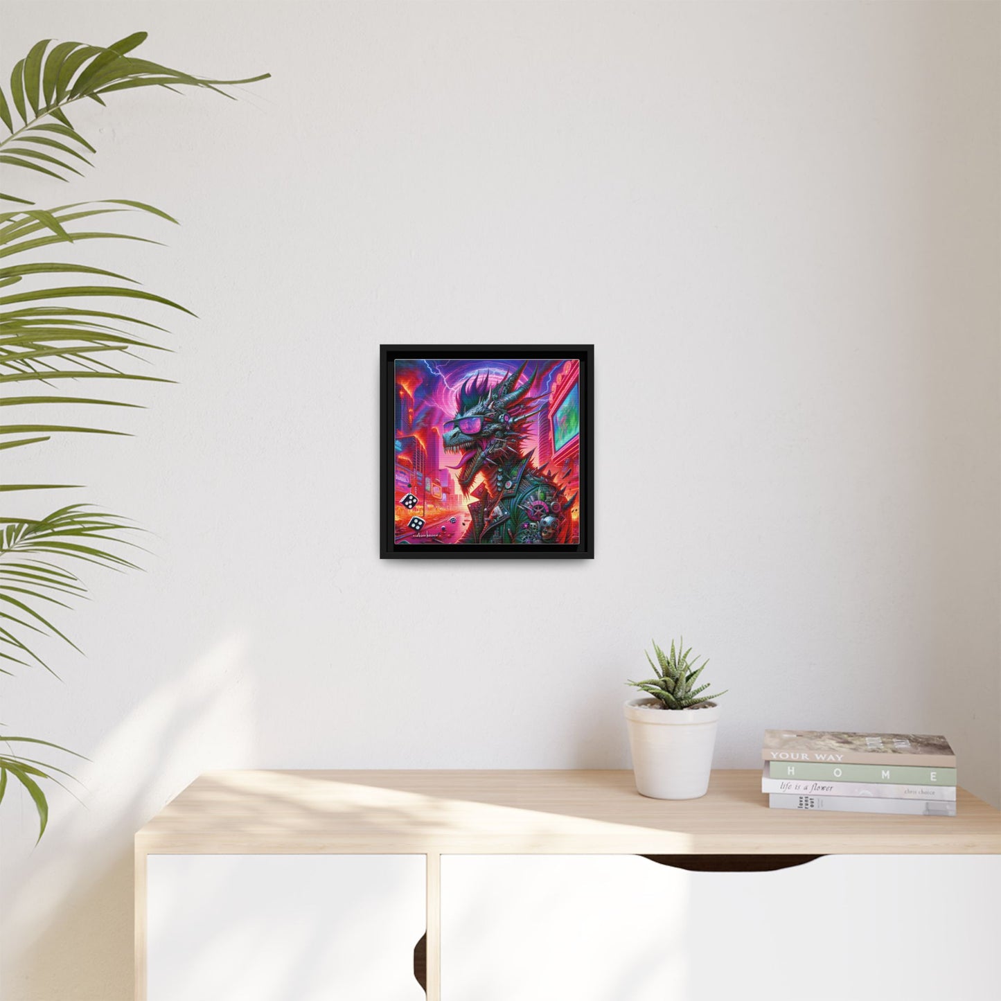Neon Punk Dragon - Gallery Canvas Wrap, Square Frame