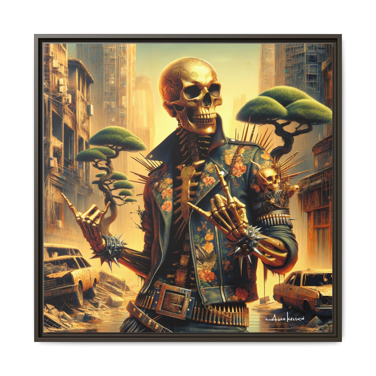 Golden Bullhorns - Gallery Canvas Wrap, Square Frame