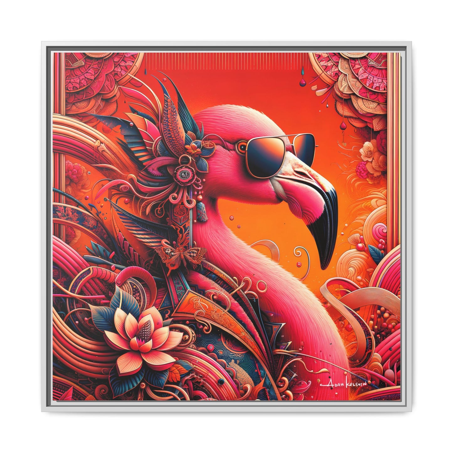 Radiant Flamingo Extravaganza - Gallery Canvas Wrap, Square Frame