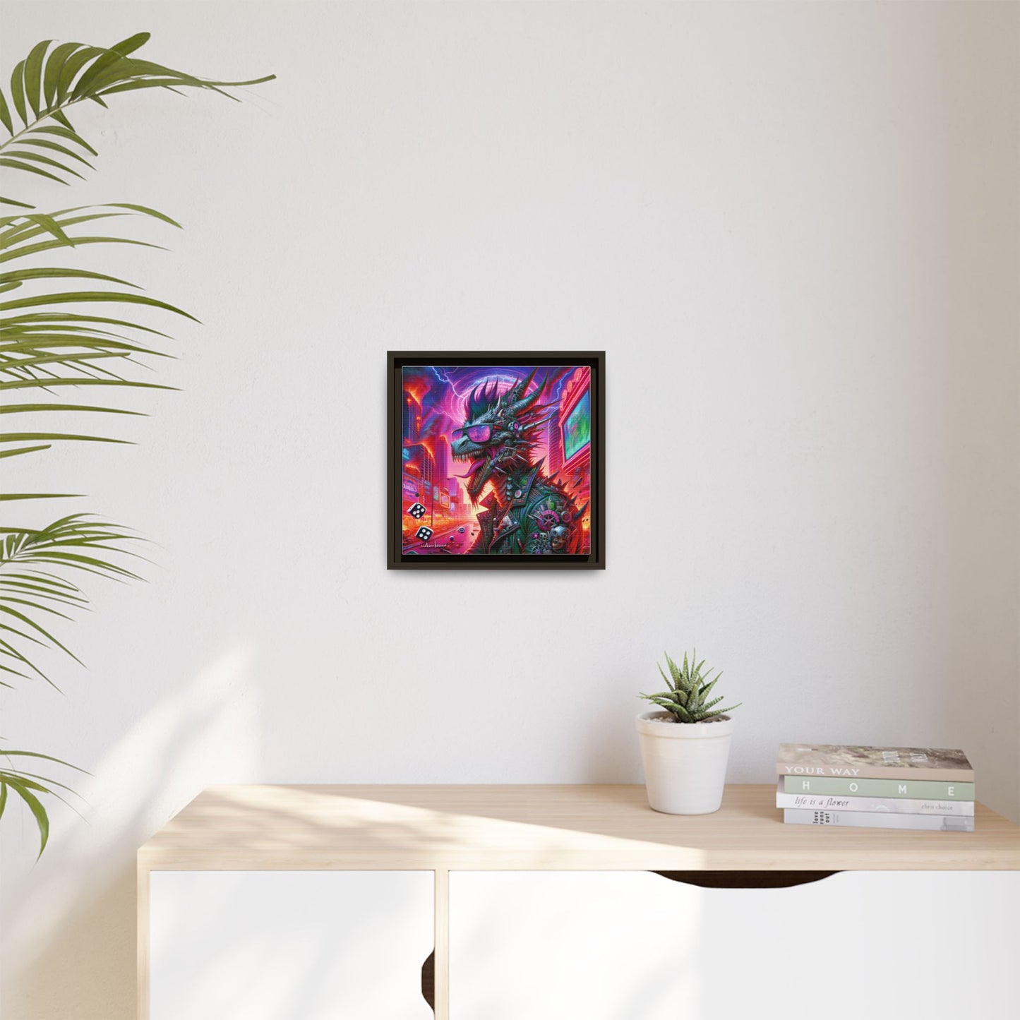 Neon Punk Dragon - Gallery Canvas Wrap, Square Frame