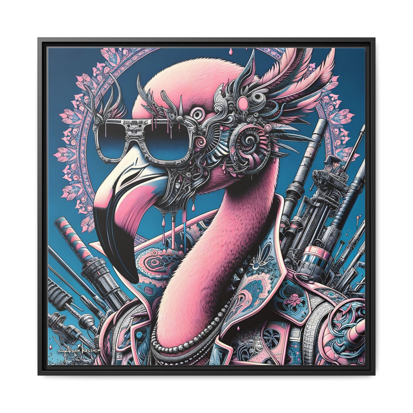 Futuristic Flamingo - Gallery Canvas Wrap, Square Frame