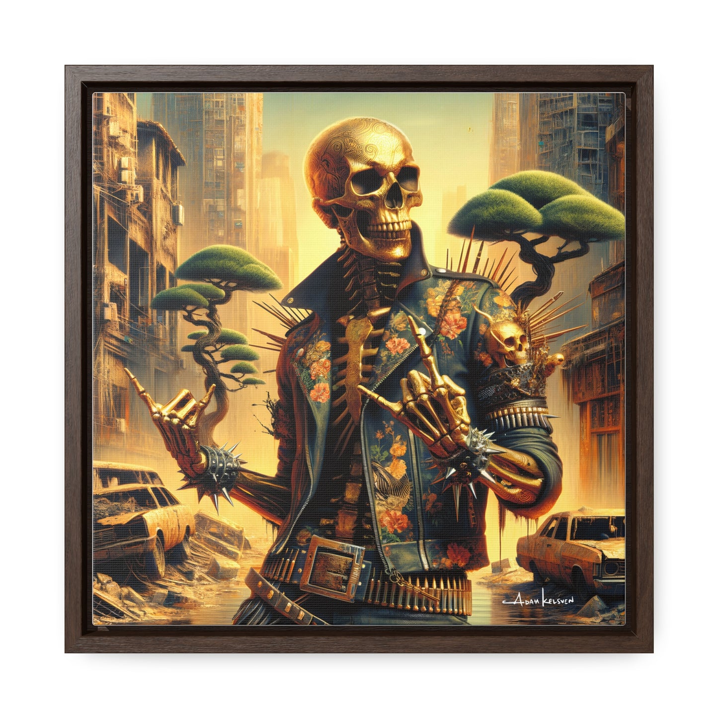 Golden Bullhorns - Canvas Print, Square Frame