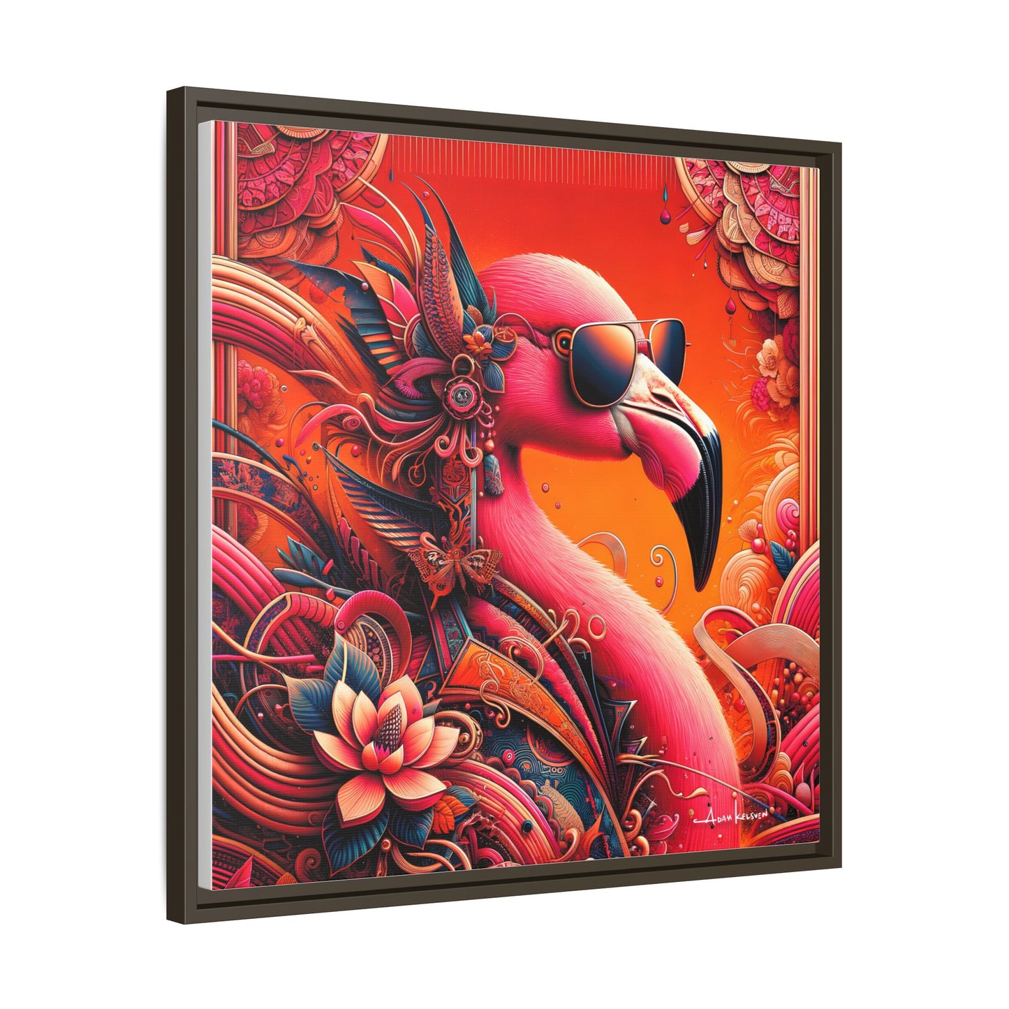 Radiant Flamingo Extravaganza - Gallery Canvas Wrap, Square Frame