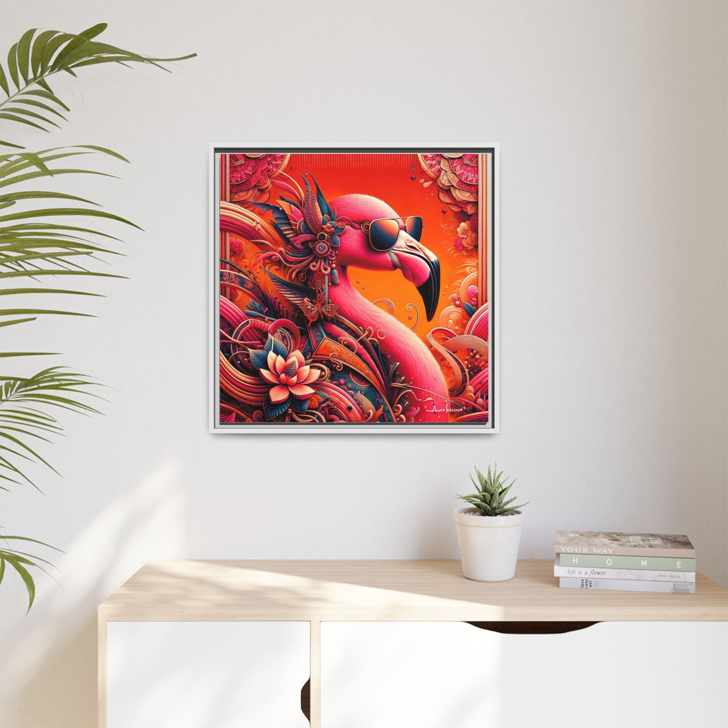 Radiant Flamingo Extravaganza - Gallery Canvas Wrap, Square Frame