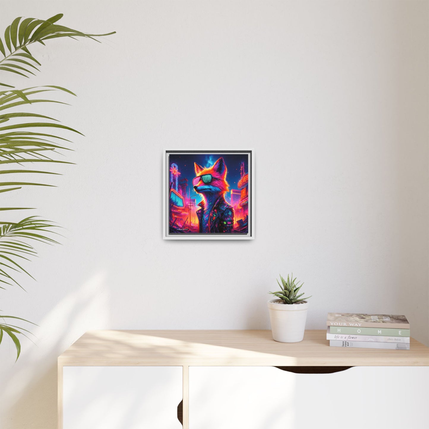 Neon Fox - Gallery Canvas Wrap, Square Frame