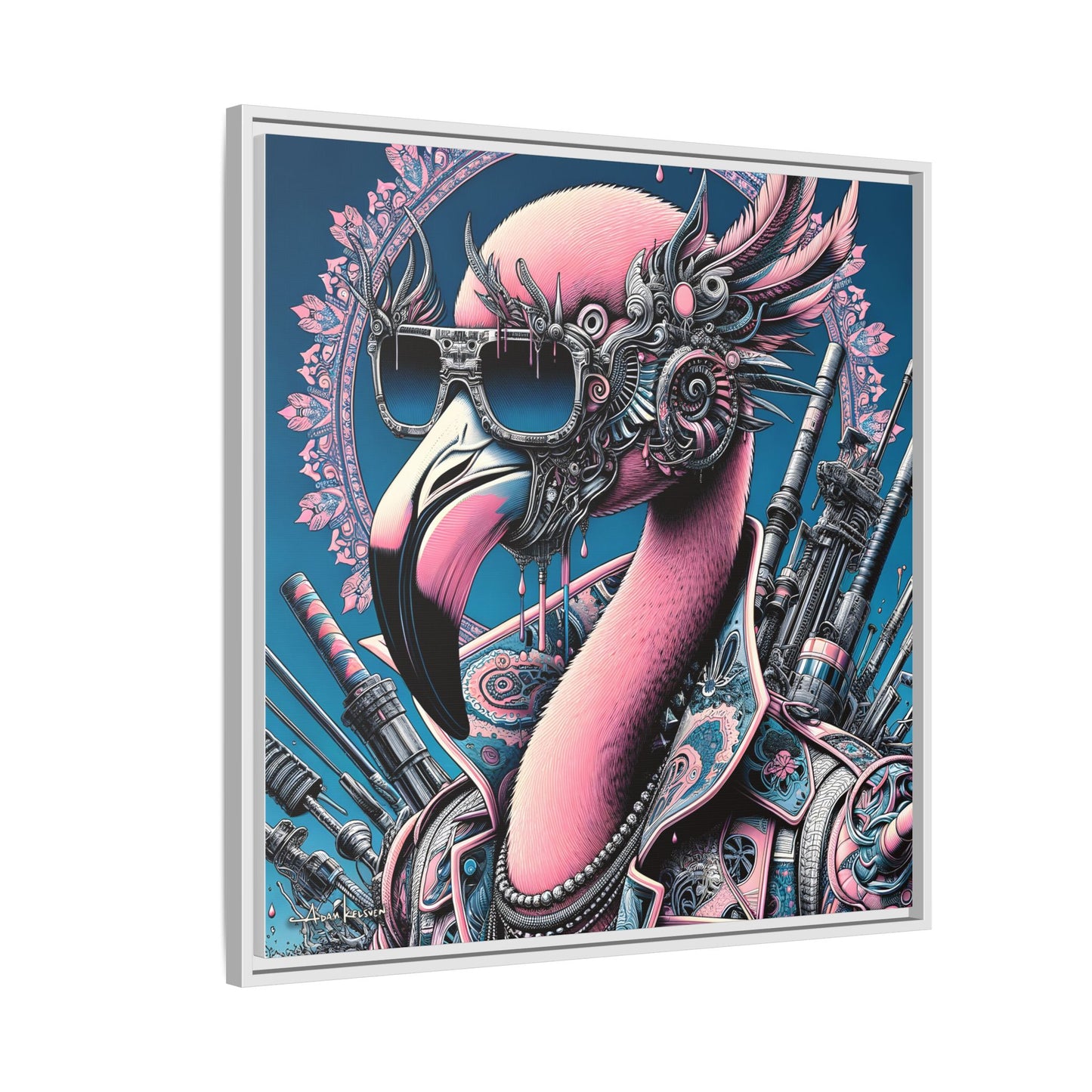Futuristic Flamingo - Gallery Canvas Wrap, Square Frame