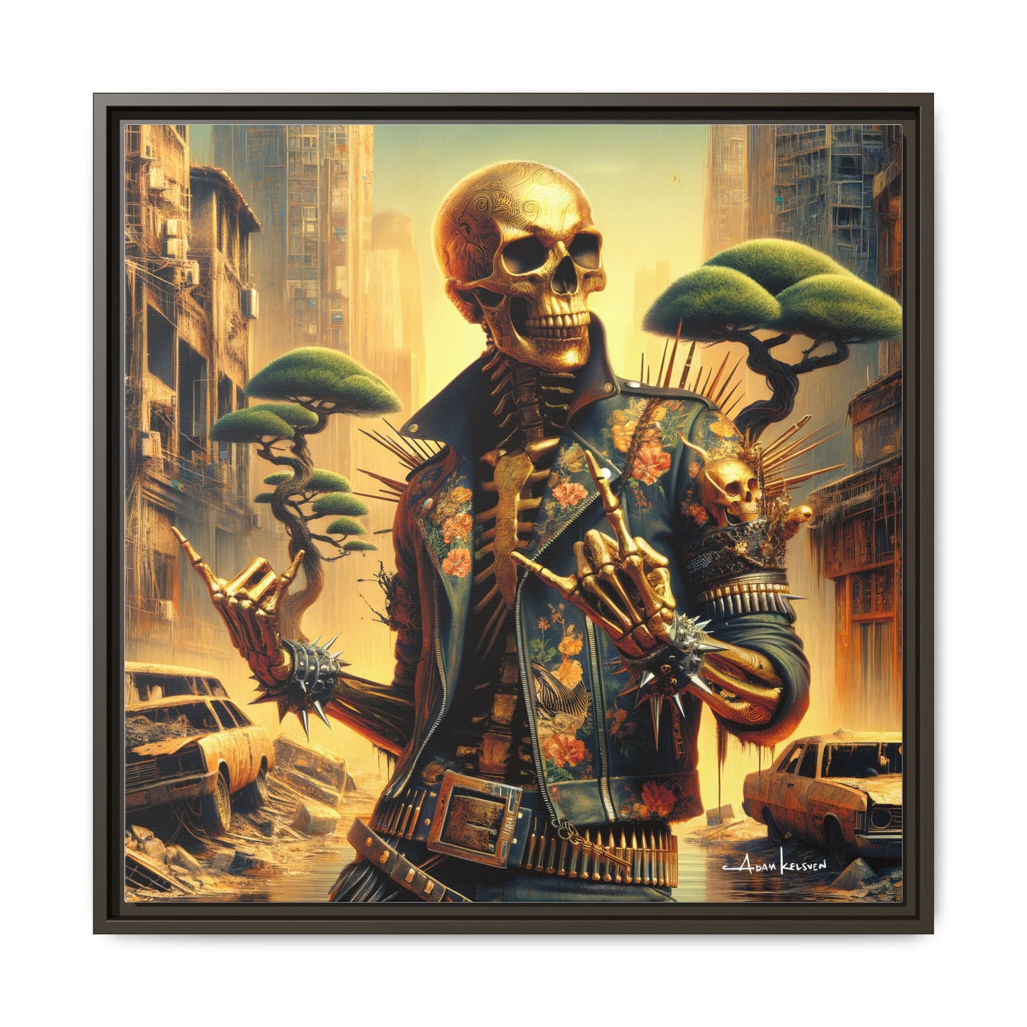 Golden Bullhorns - Gallery Canvas Wrap, Square Frame