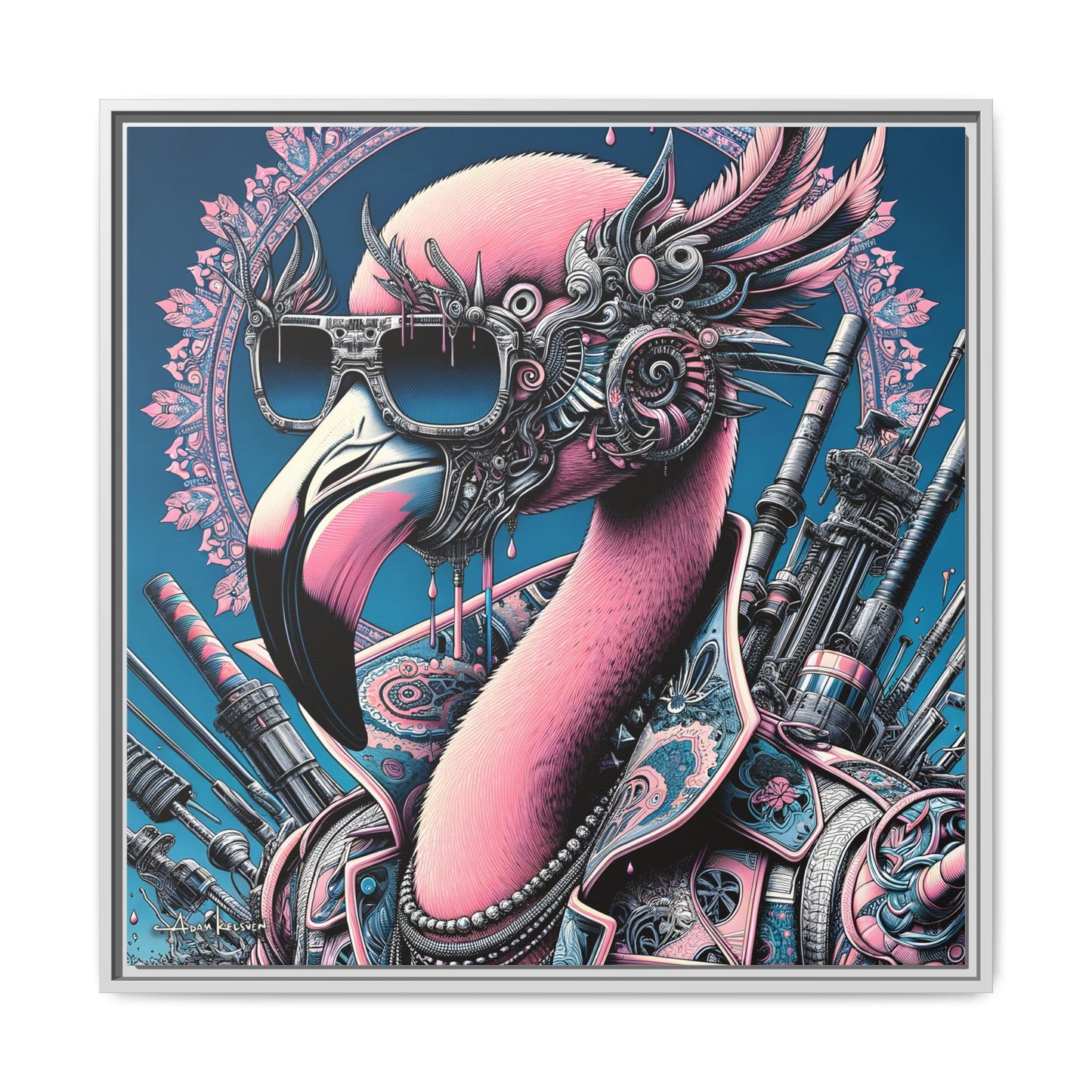 Futuristic Flamingo - Gallery Canvas Wrap, Square Frame