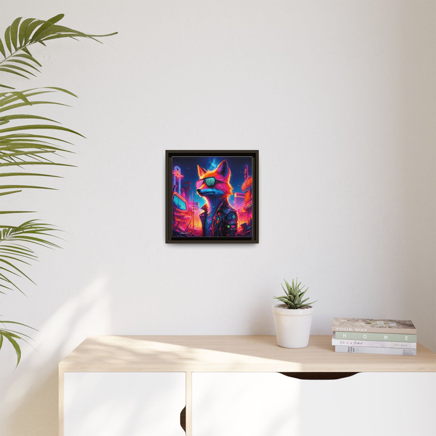 Neon Fox - Gallery Canvas Wrap, Square Frame