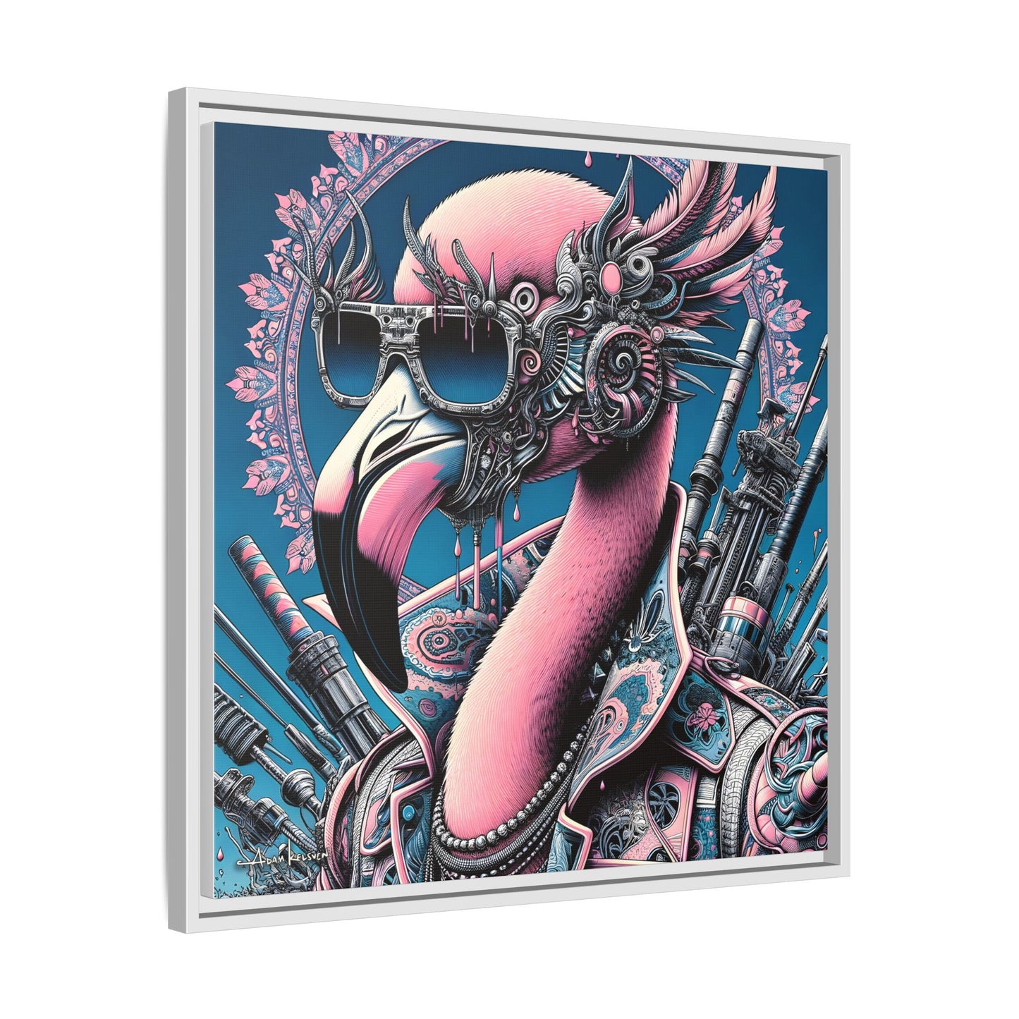 Futuristic Flamingo - Gallery Canvas Wrap, Square Frame