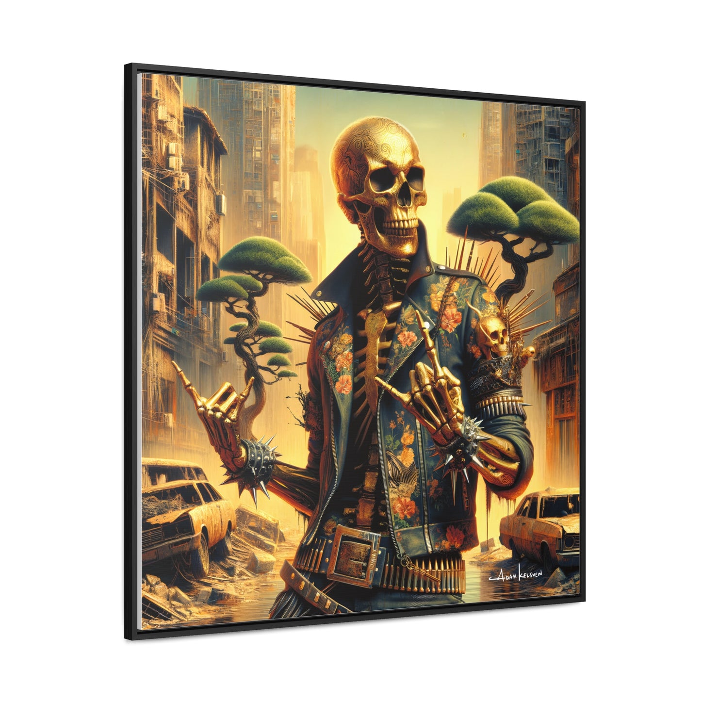 Golden Bullhorns - Canvas Print, Square Frame