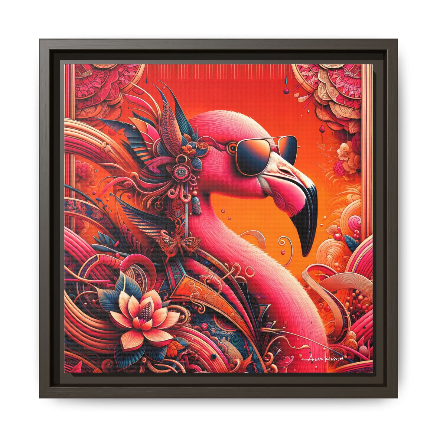 Radiant Flamingo Extravaganza - Gallery Canvas Wrap, Square Frame