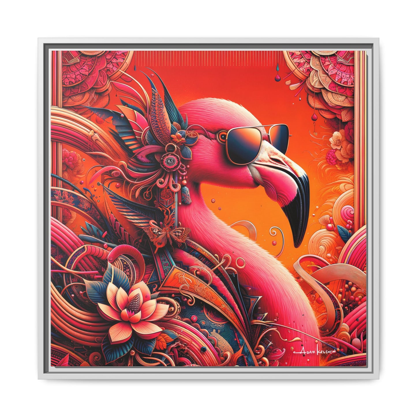 Radiant Flamingo Extravaganza - Gallery Canvas Wrap, Square Frame