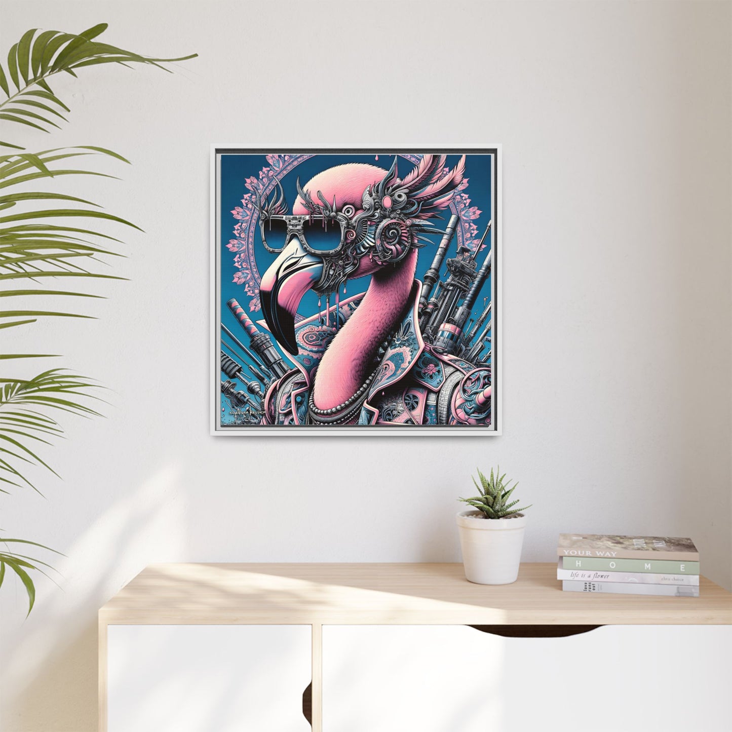 Futuristic Flamingo - Gallery Canvas Wrap, Square Frame