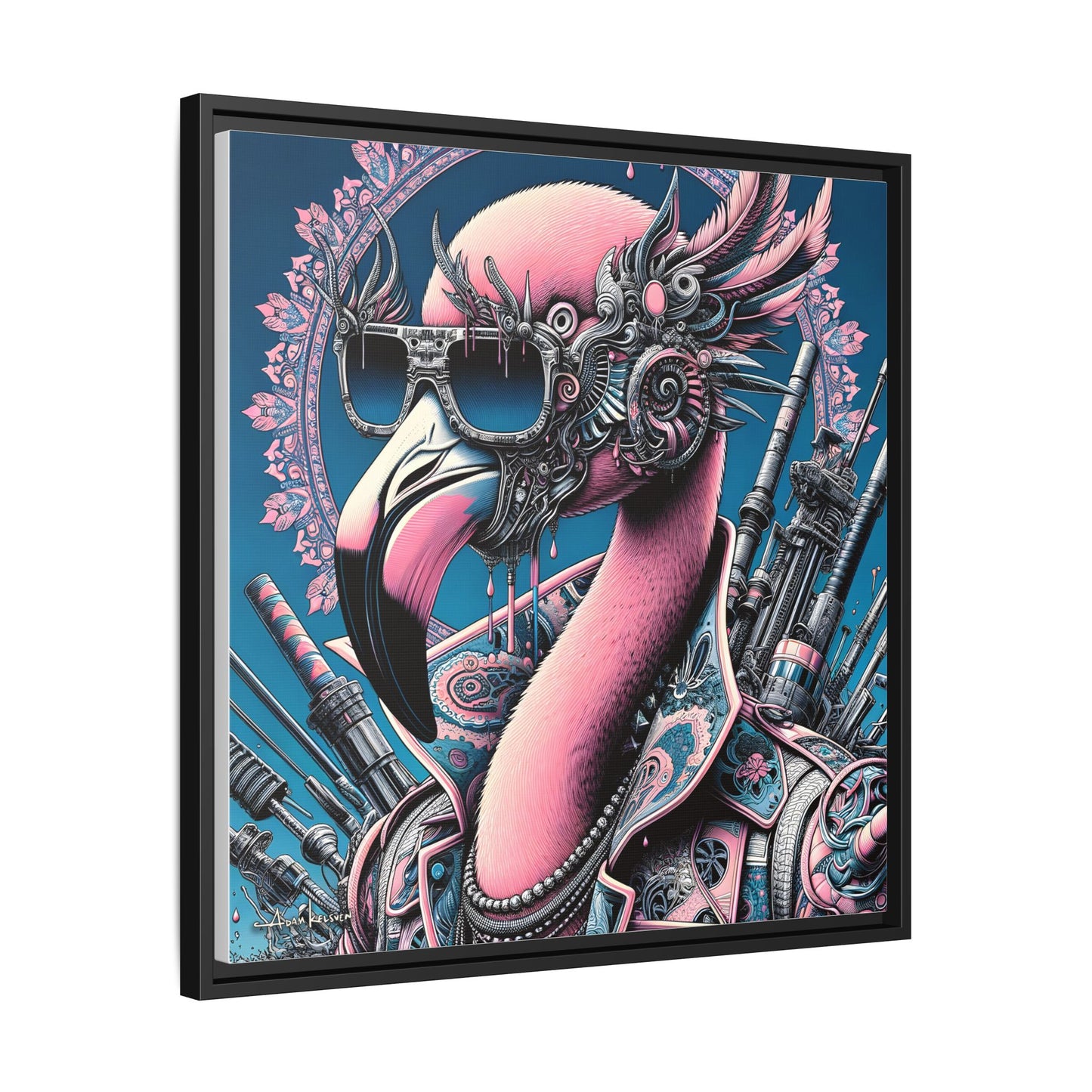 Futuristic Flamingo - Gallery Canvas Wrap, Square Frame