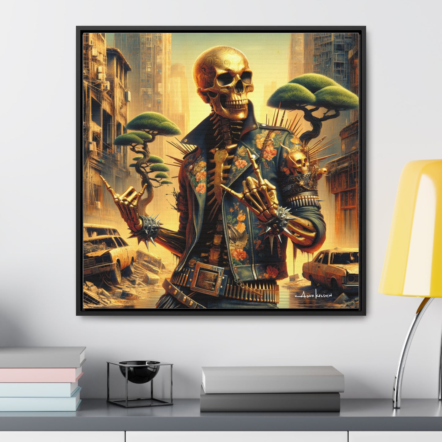 Golden Bullhorns - Canvas Print, Square Frame