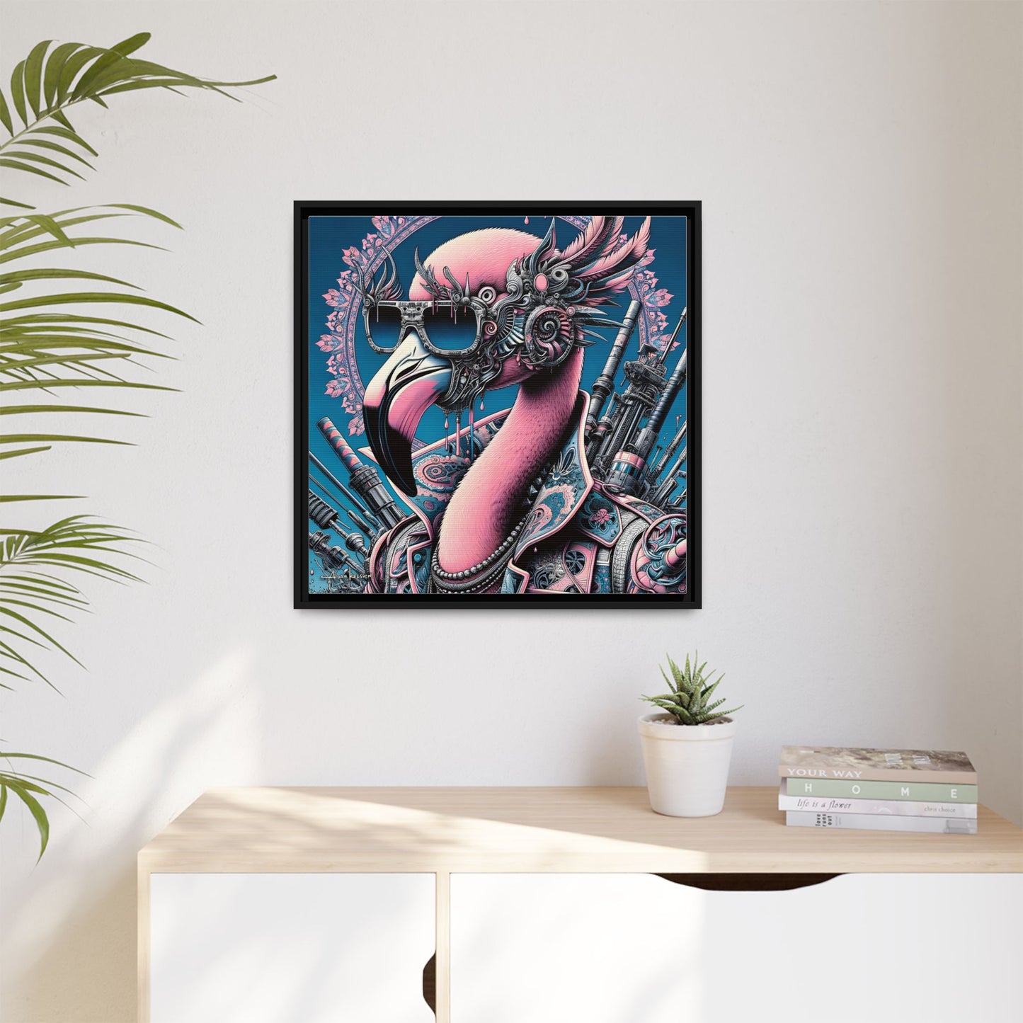 Futuristic Flamingo - Gallery Canvas Wrap, Square Frame