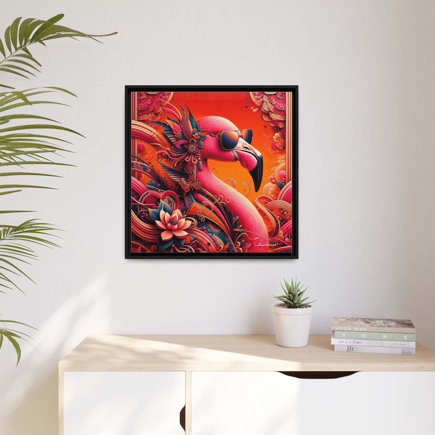 Radiant Flamingo Extravaganza - Gallery Canvas Wrap, Square Frame