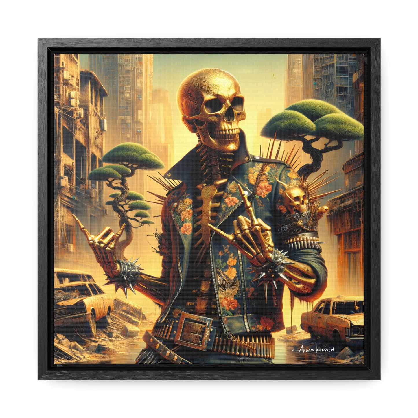 Golden Bullhorns - Canvas Print, Square Frame