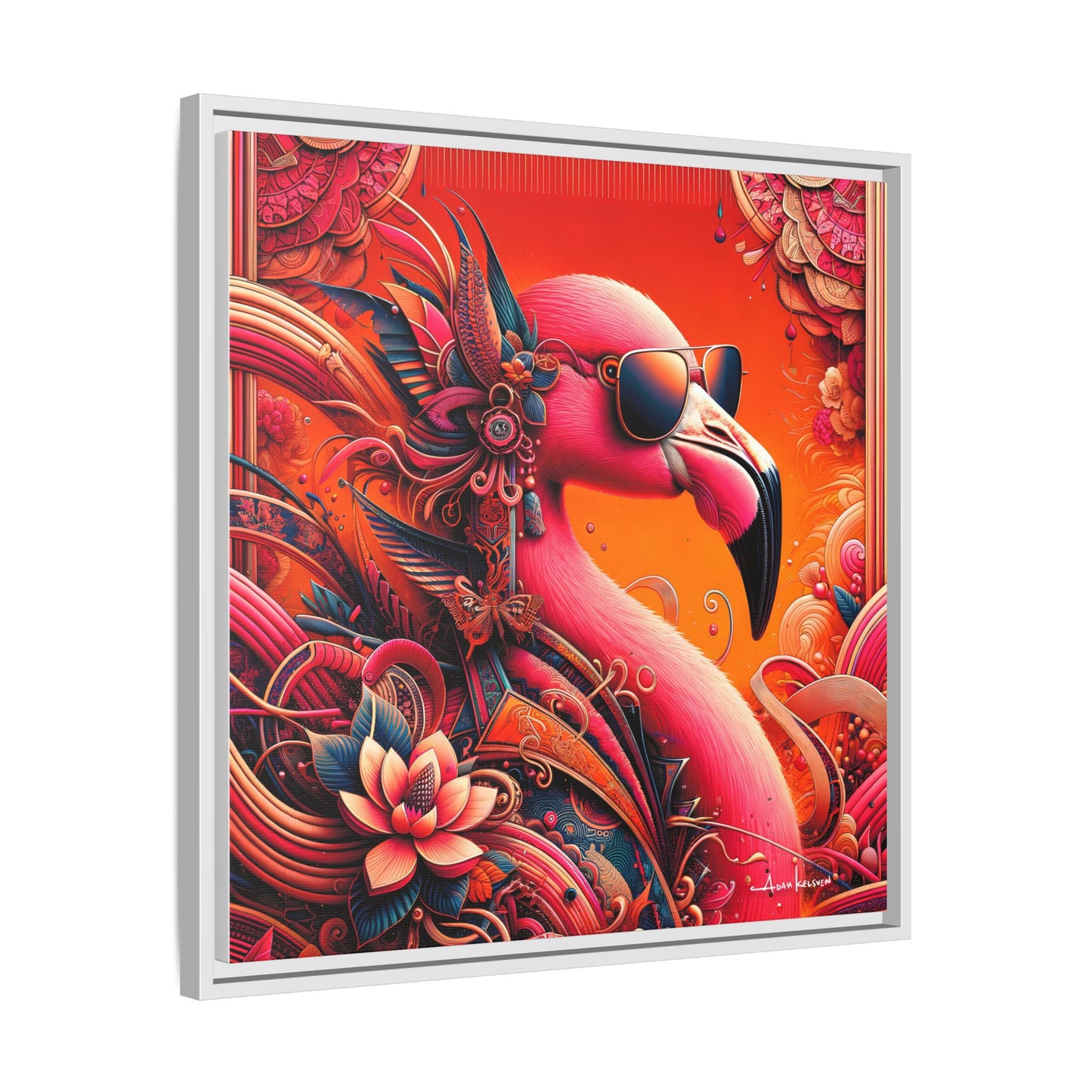 Radiant Flamingo Extravaganza - Gallery Canvas Wrap, Square Frame