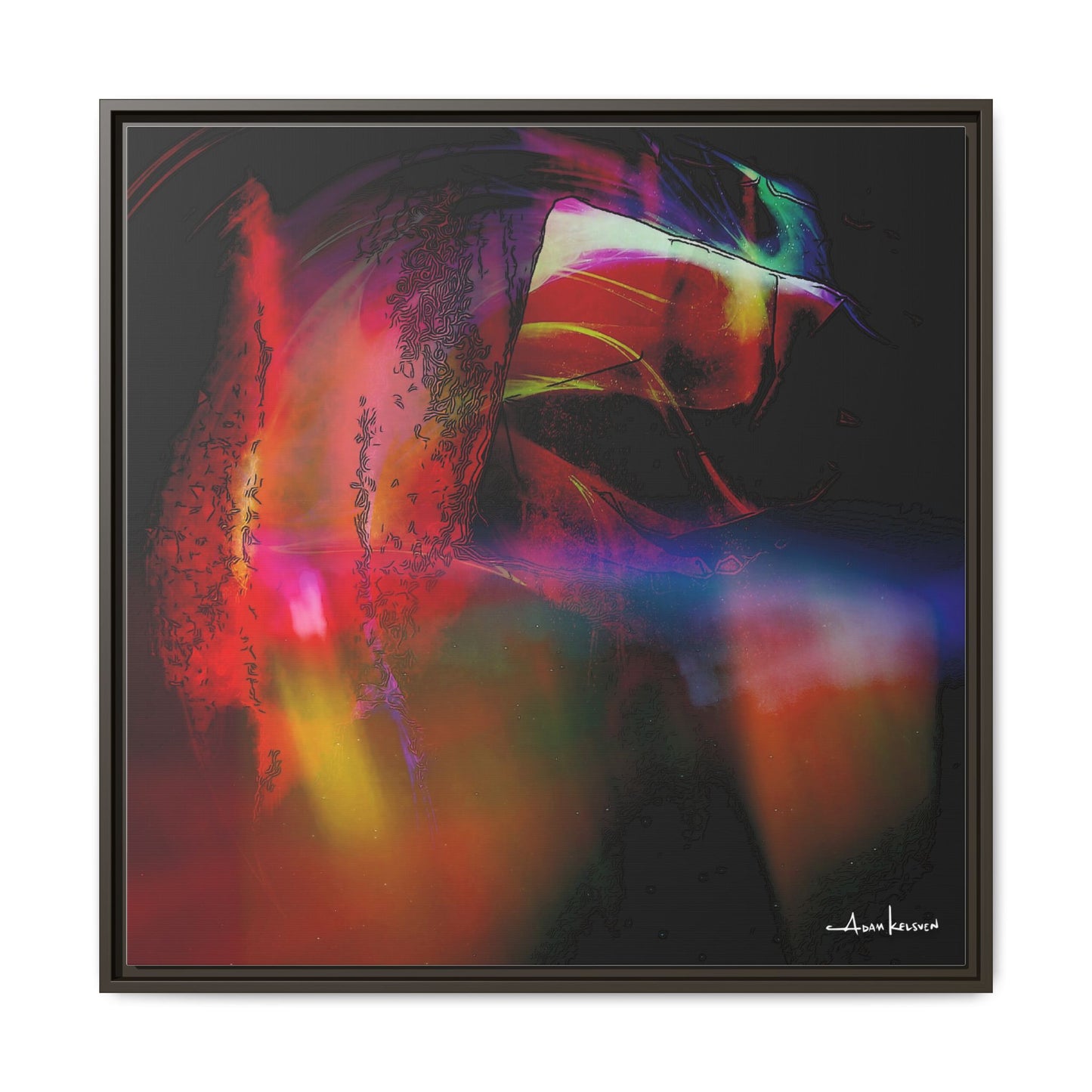 Peacock - Gallery Canvas Wrap, Square Frame