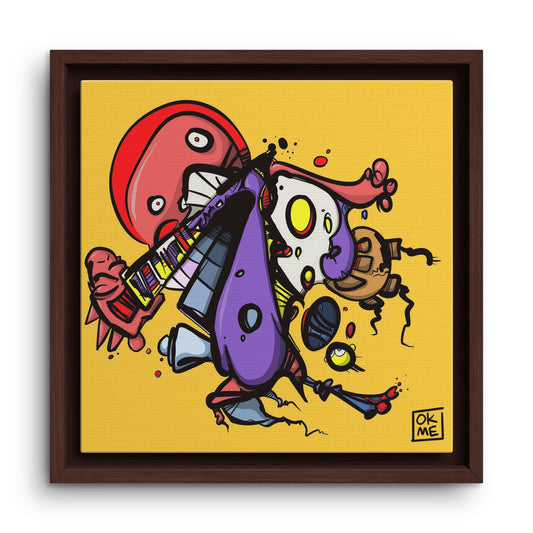 Eggflute canvas, 12″, espresso frame, front view
