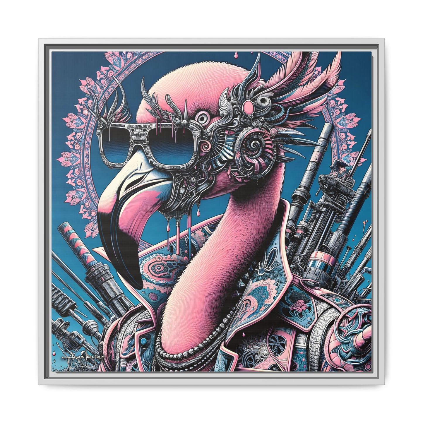 Futuristic Flamingo - Gallery Canvas Wrap, Square Frame