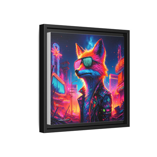 Neon Fox - Gallery Canvas Wrap, Square Frame