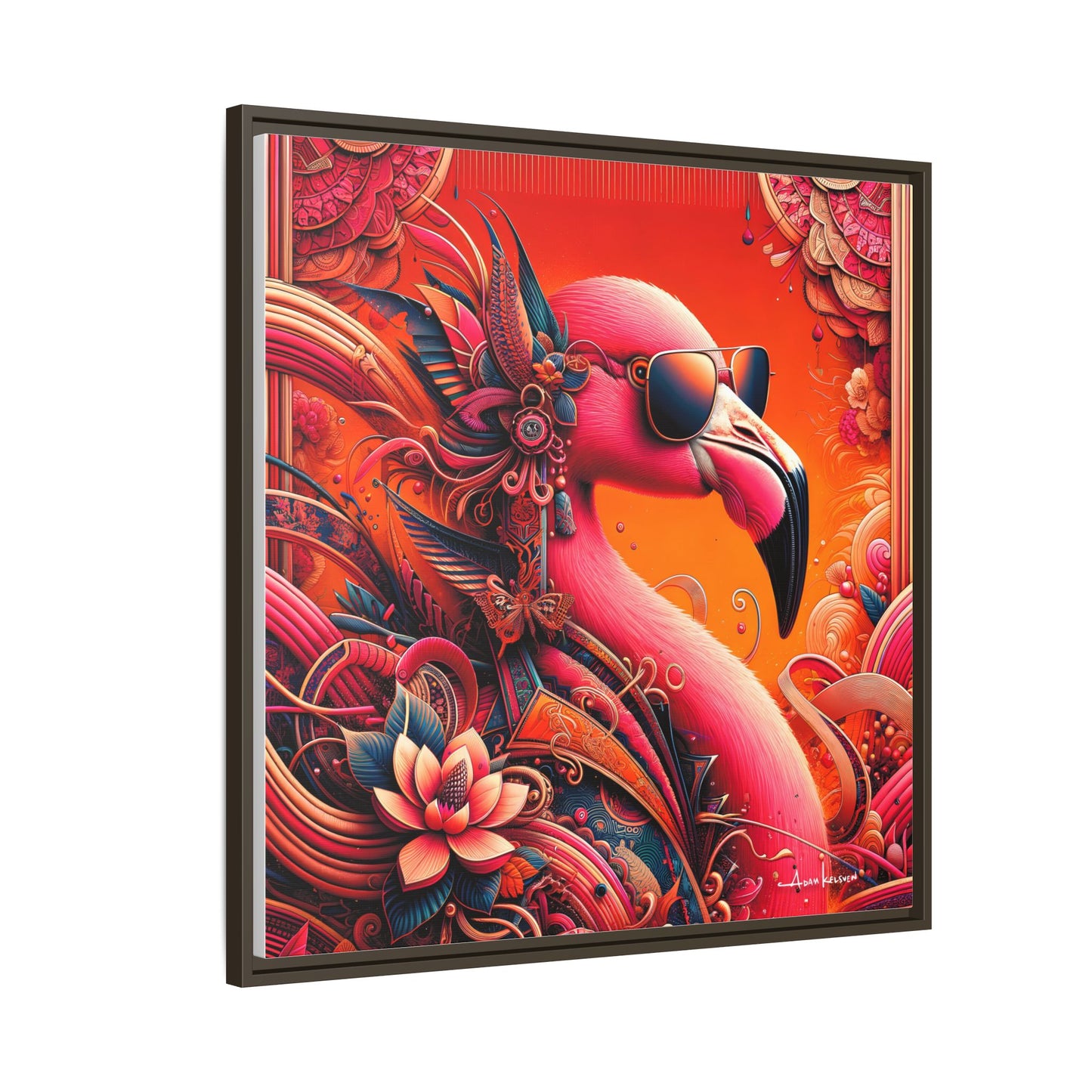 Radiant Flamingo Extravaganza - Gallery Canvas Wrap, Square Frame
