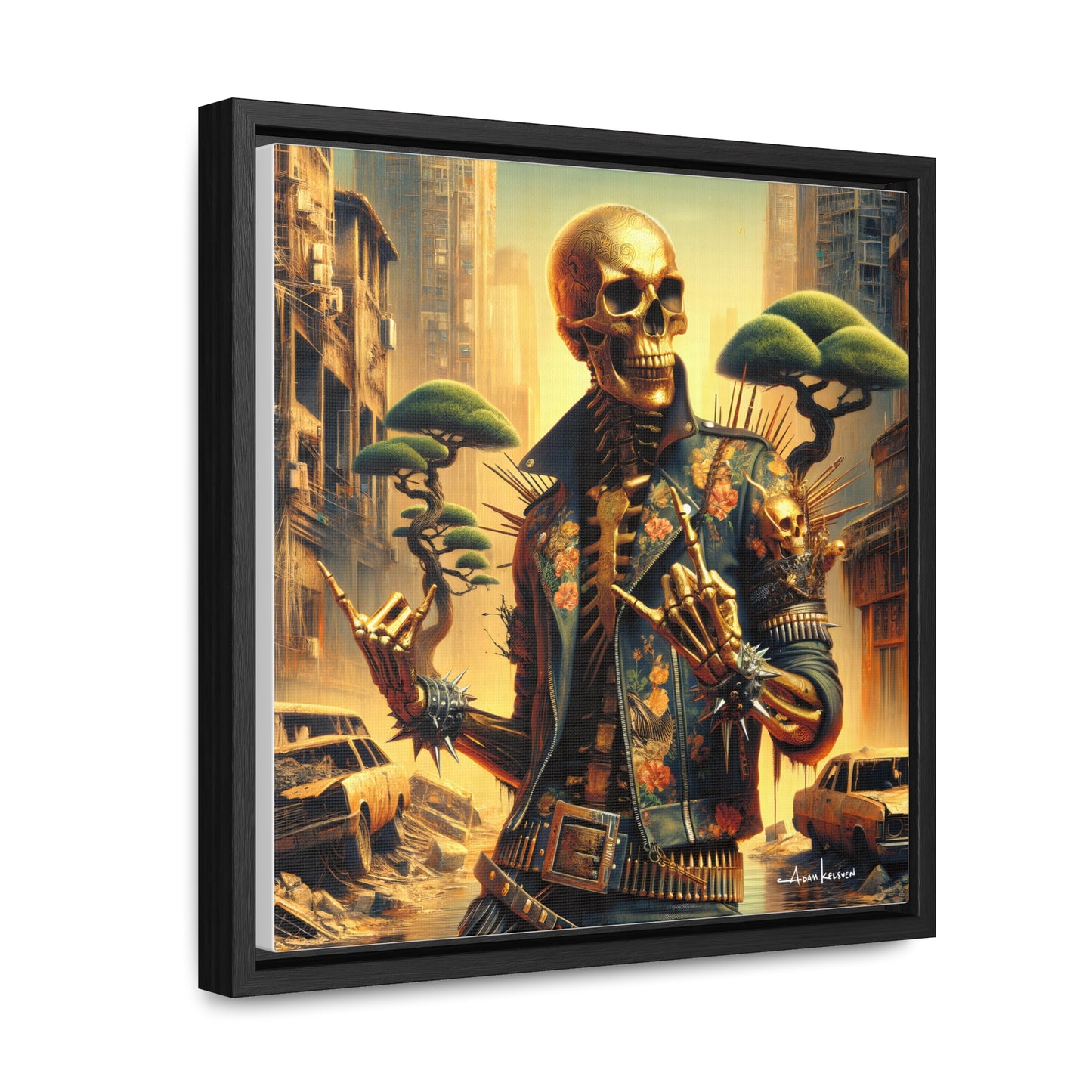Golden Bullhorns - Canvas Print, Square Frame
