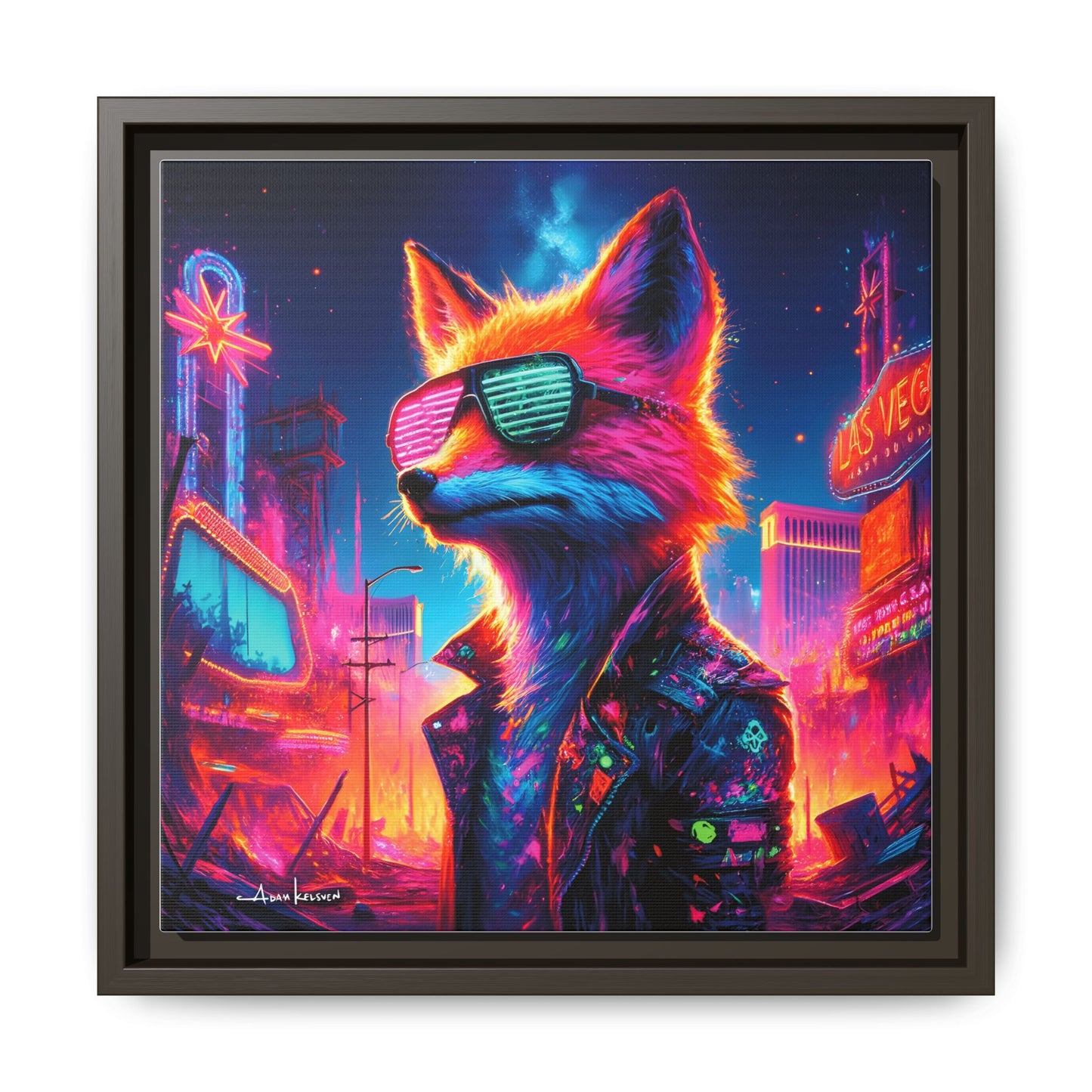 Neon Fox - Gallery Canvas Wrap, Square Frame