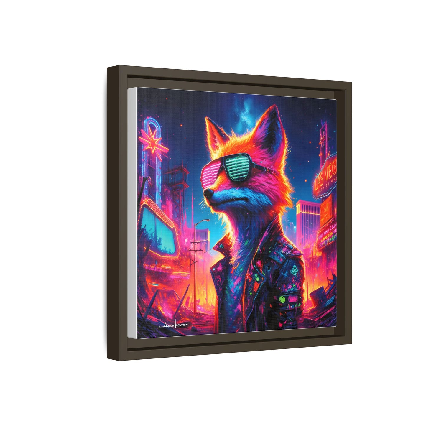 Neon Fox - Gallery Canvas Wrap, Square Frame