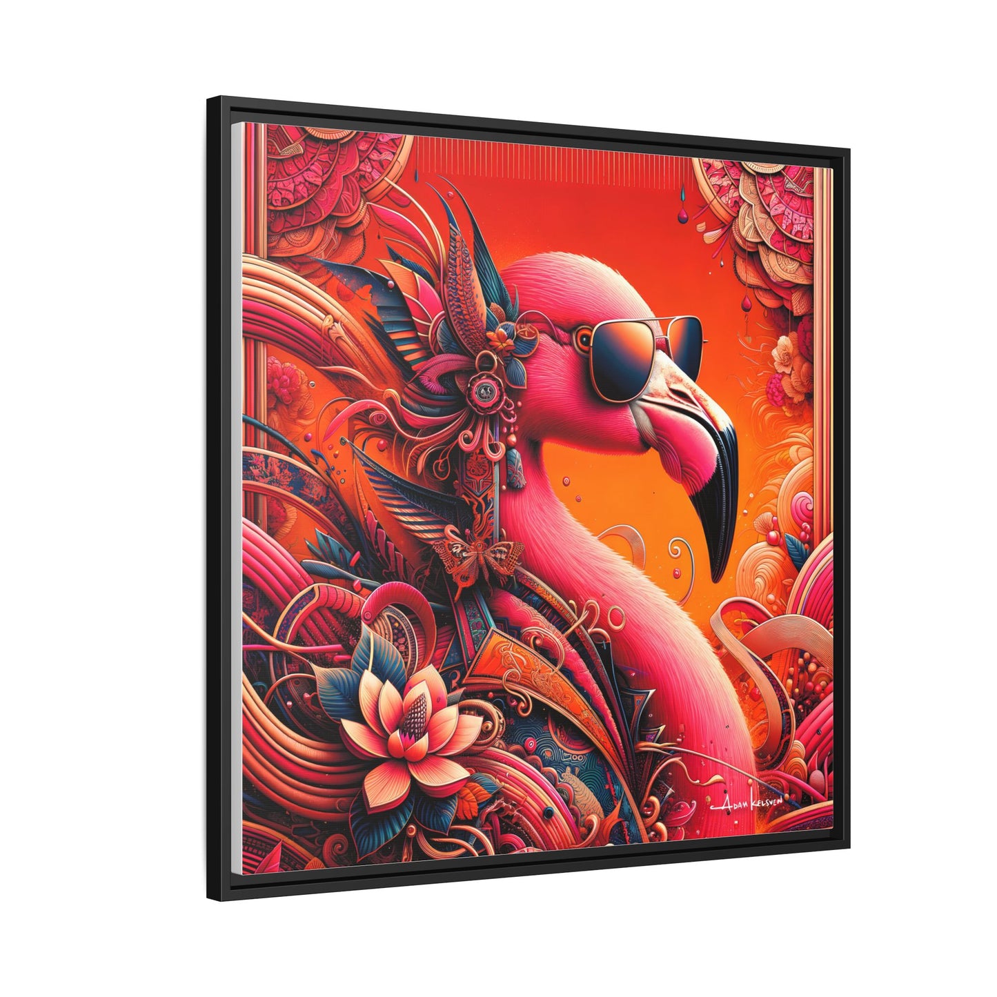 Radiant Flamingo Extravaganza - Gallery Canvas Wrap, Square Frame