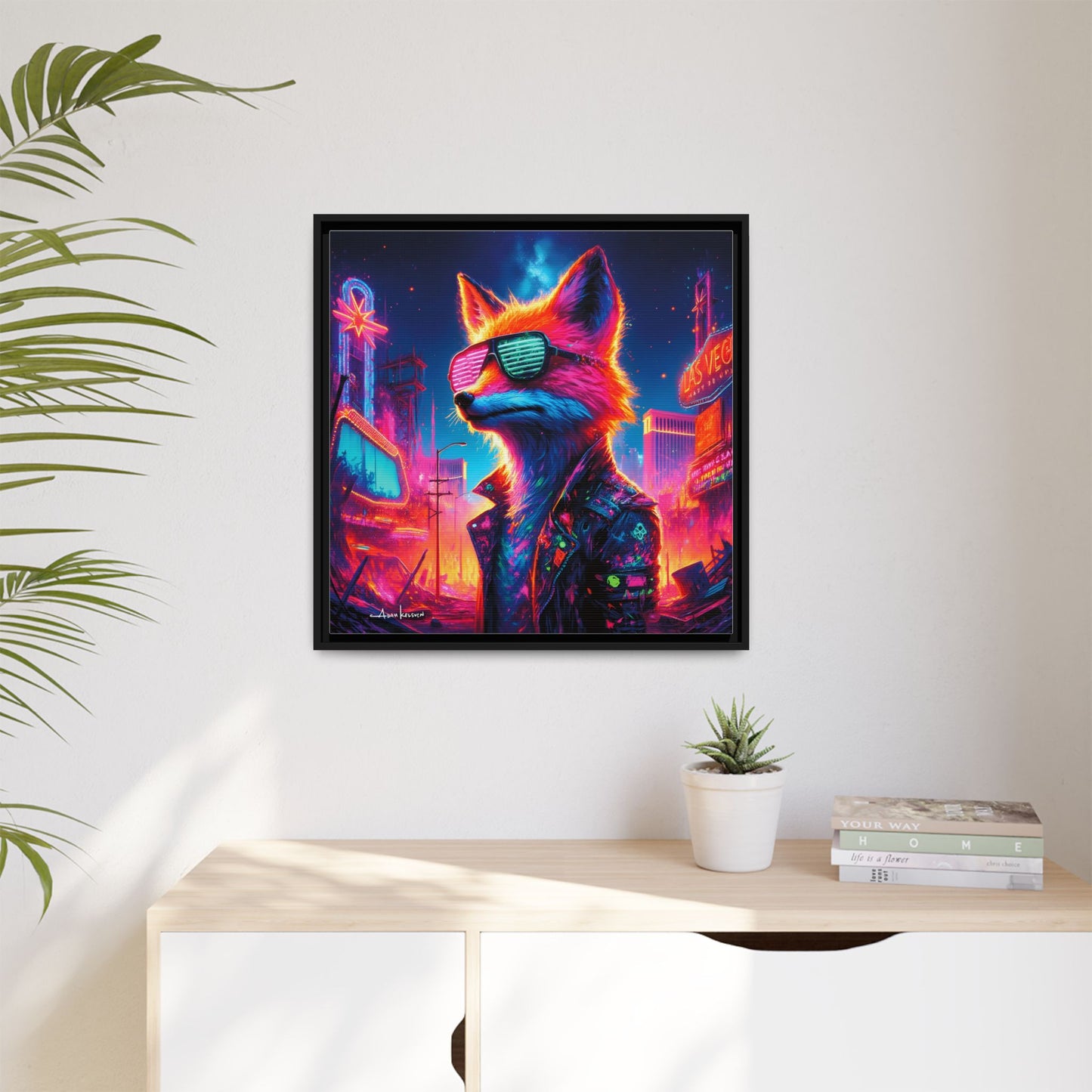 Neon Fox - Gallery Canvas Wrap, Square Frame