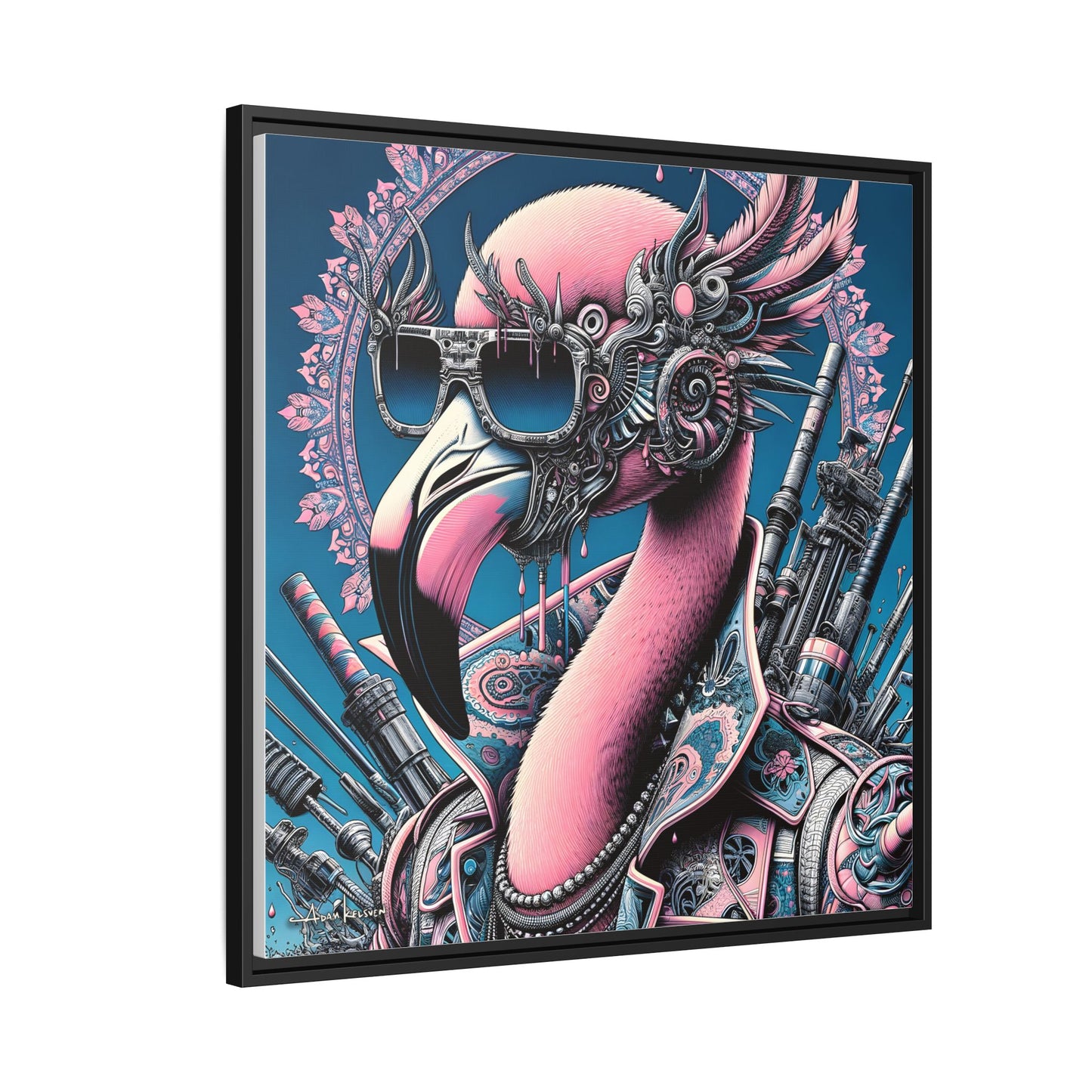 Futuristic Flamingo - Gallery Canvas Wrap, Square Frame