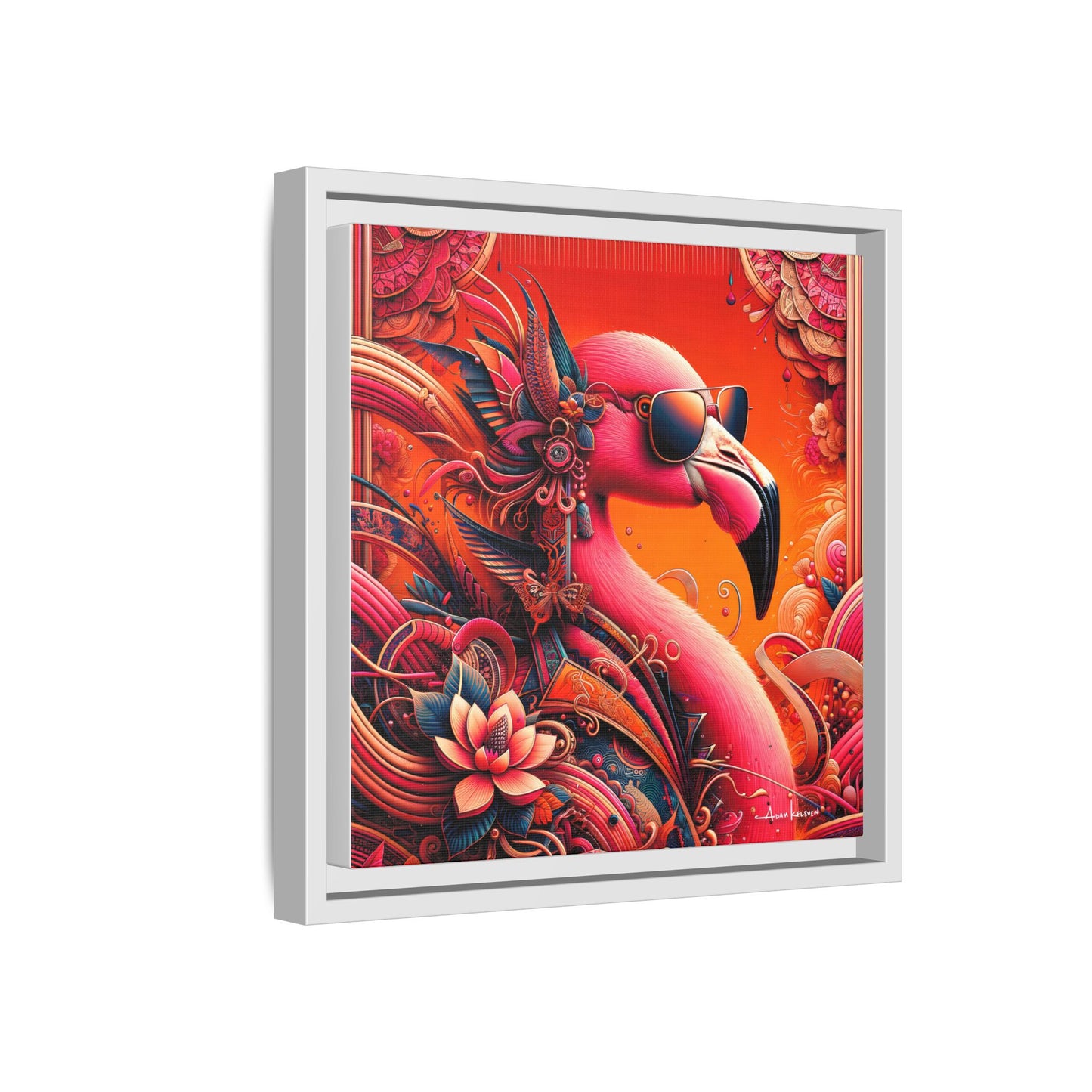 Radiant Flamingo Extravaganza - Gallery Canvas Wrap, Square Frame