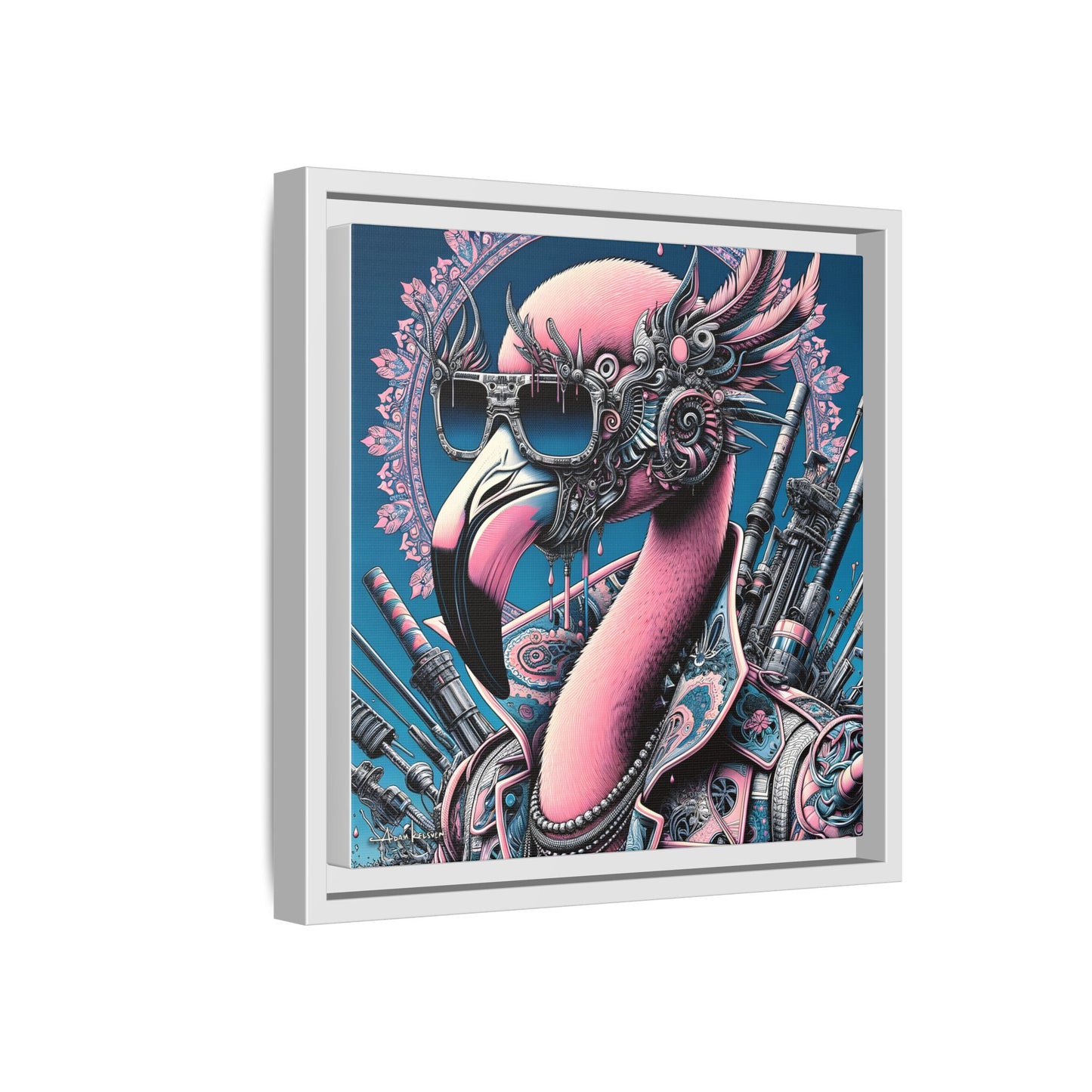 Futuristic Flamingo - Gallery Canvas Wrap, Square Frame