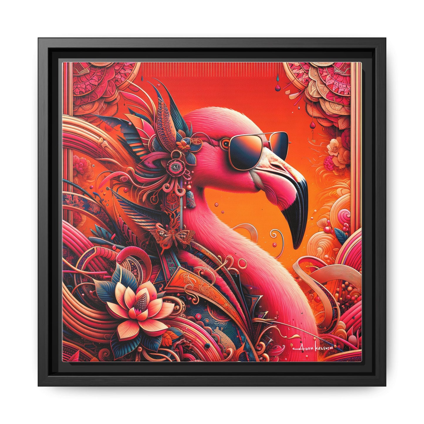 Radiant Flamingo Extravaganza - Gallery Canvas Wrap, Square Frame